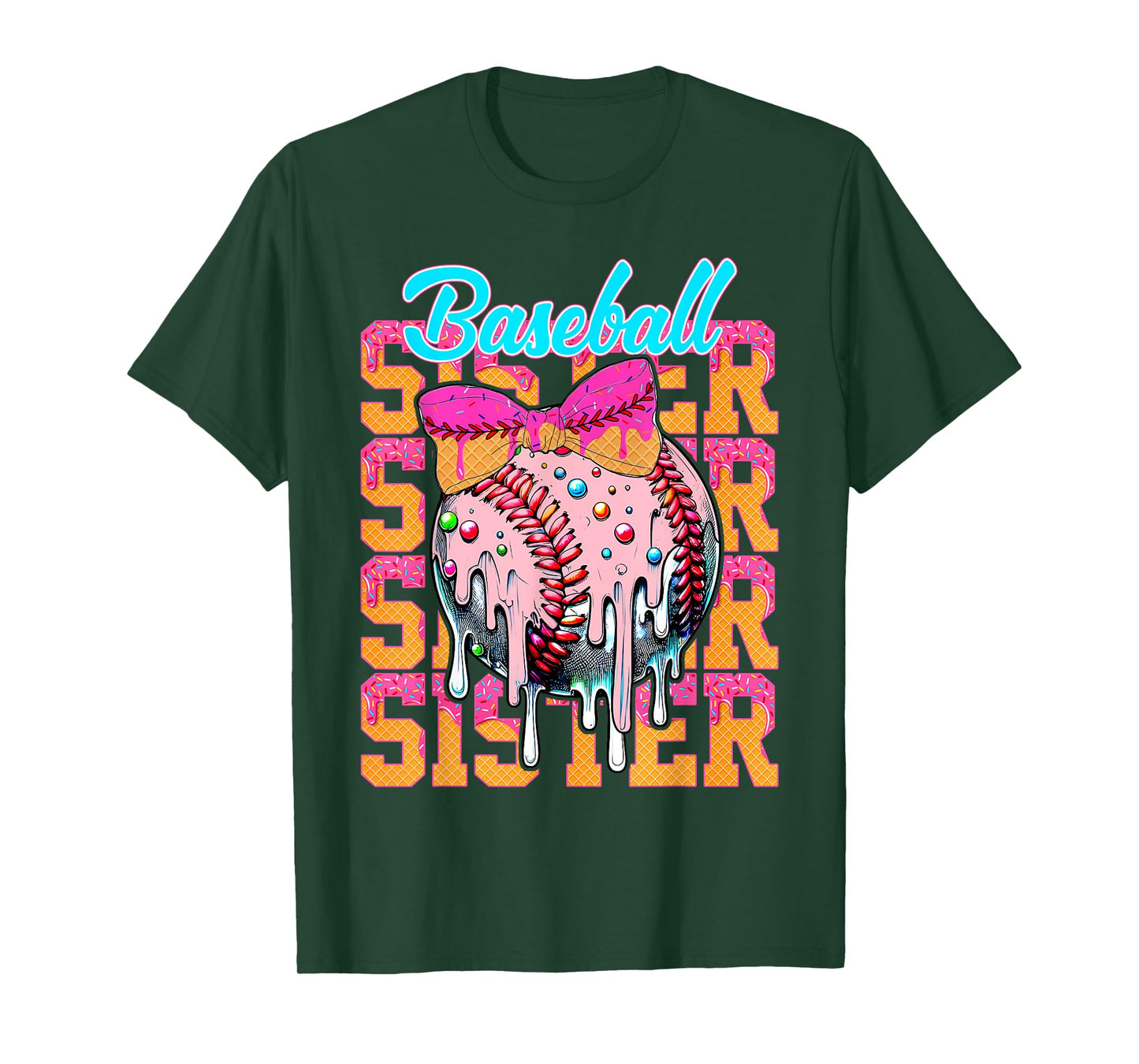 Baseball Sister Drip Ice Cream Baseball Game Day Matching T-Shirt