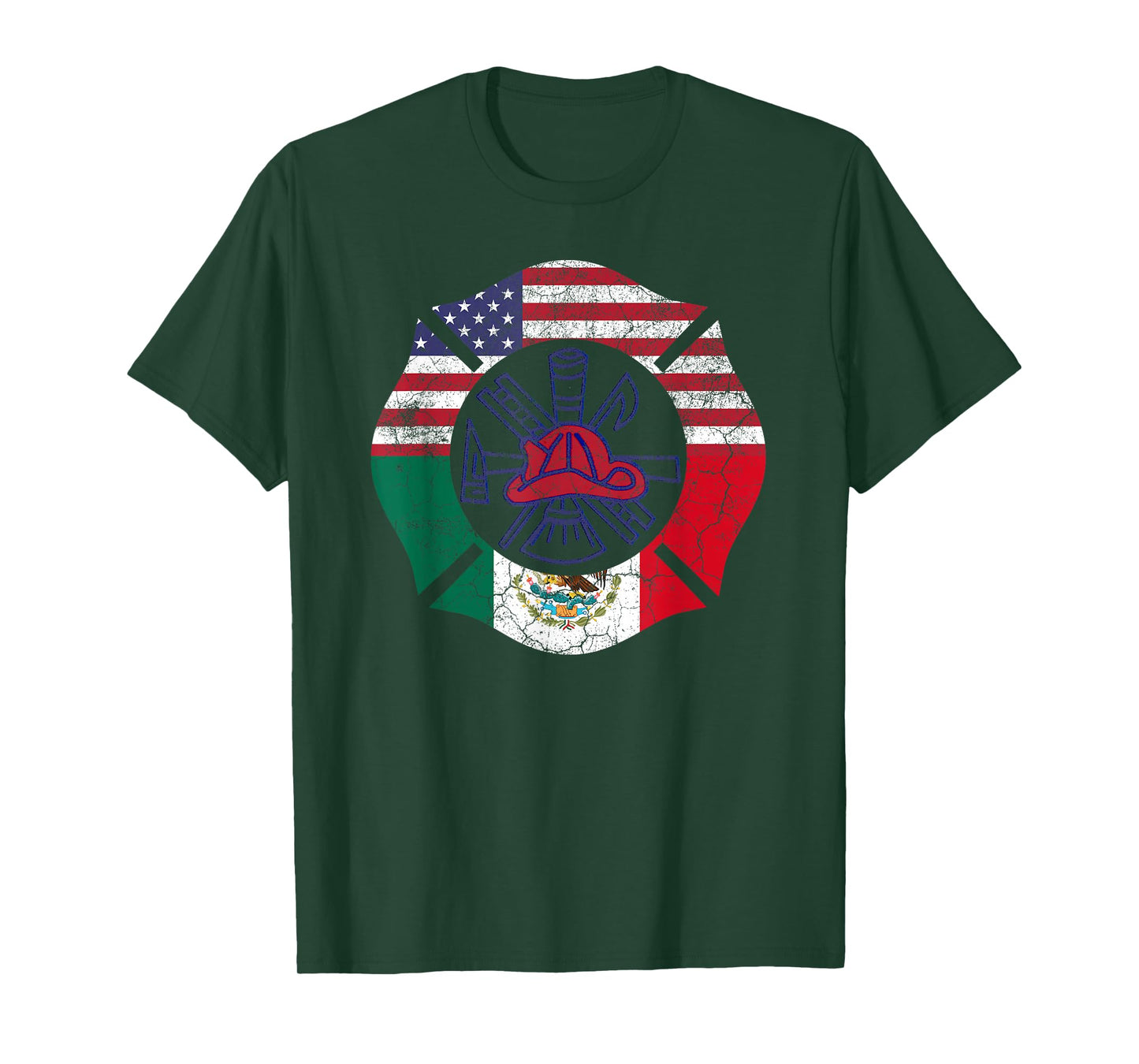 Firefighter Mexican American Flag Cinco De Mayo T Shirt Gift T-Shirt