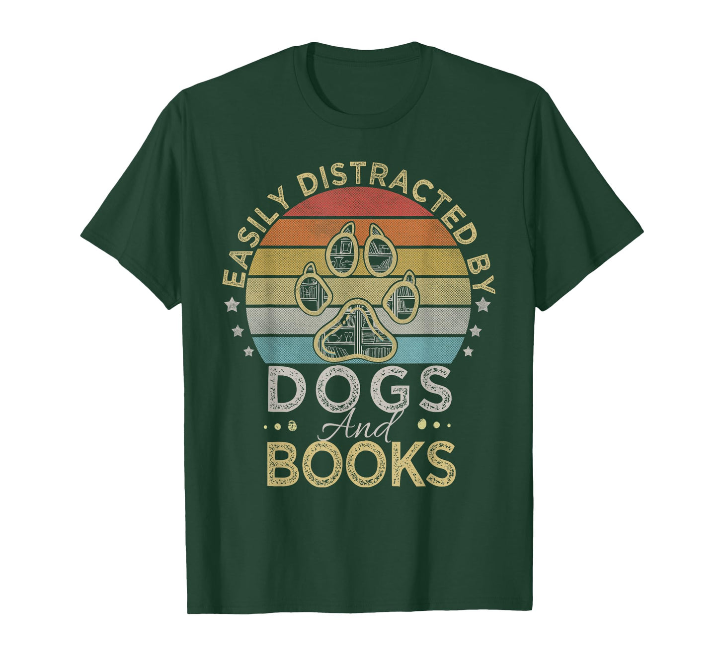 Easily Distracted By Dogs And Books Retro Vintage dogs lover T-Shirt