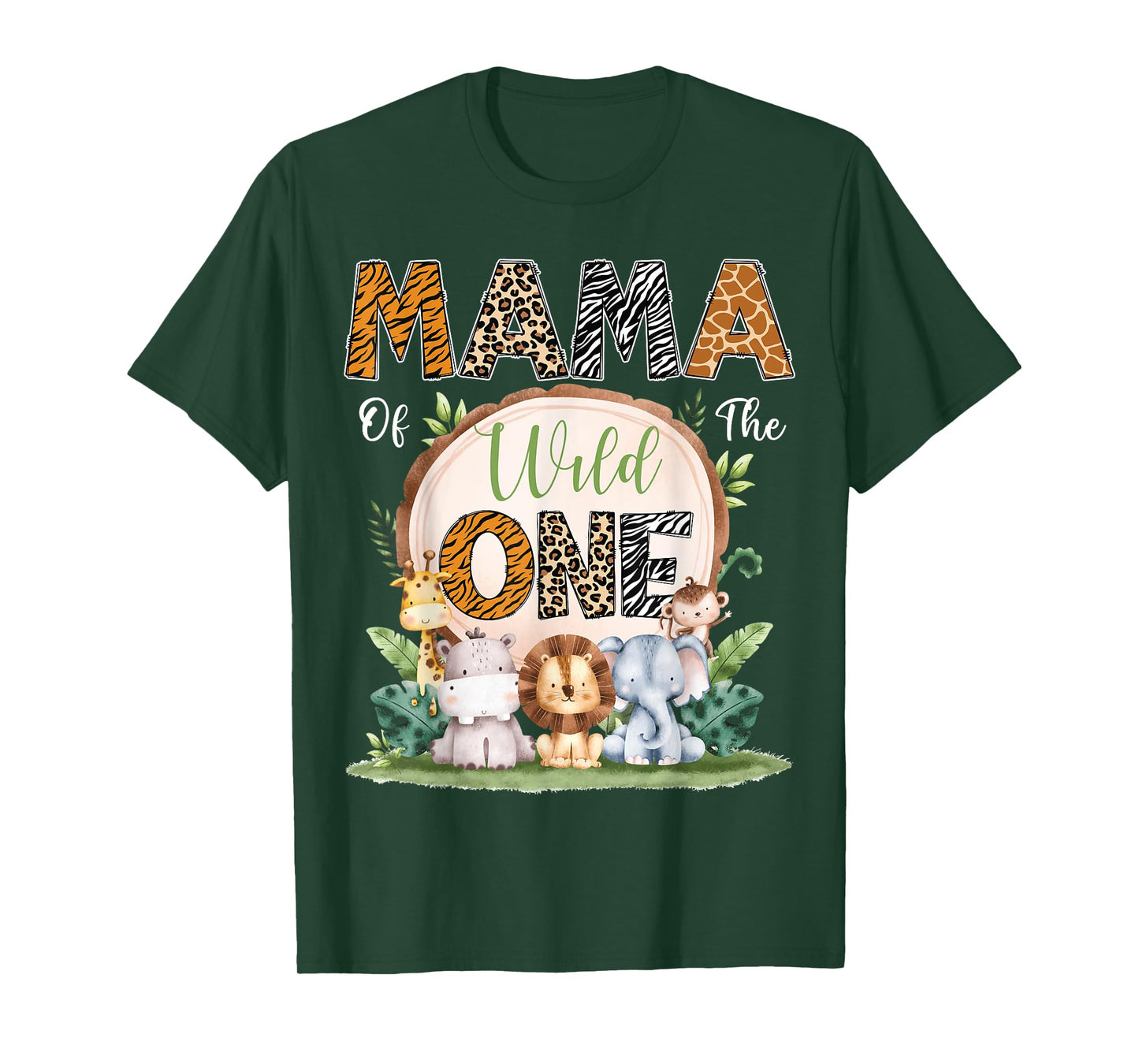 Mama Of The Wild One First Birthday Safari Woodland T-Shirt