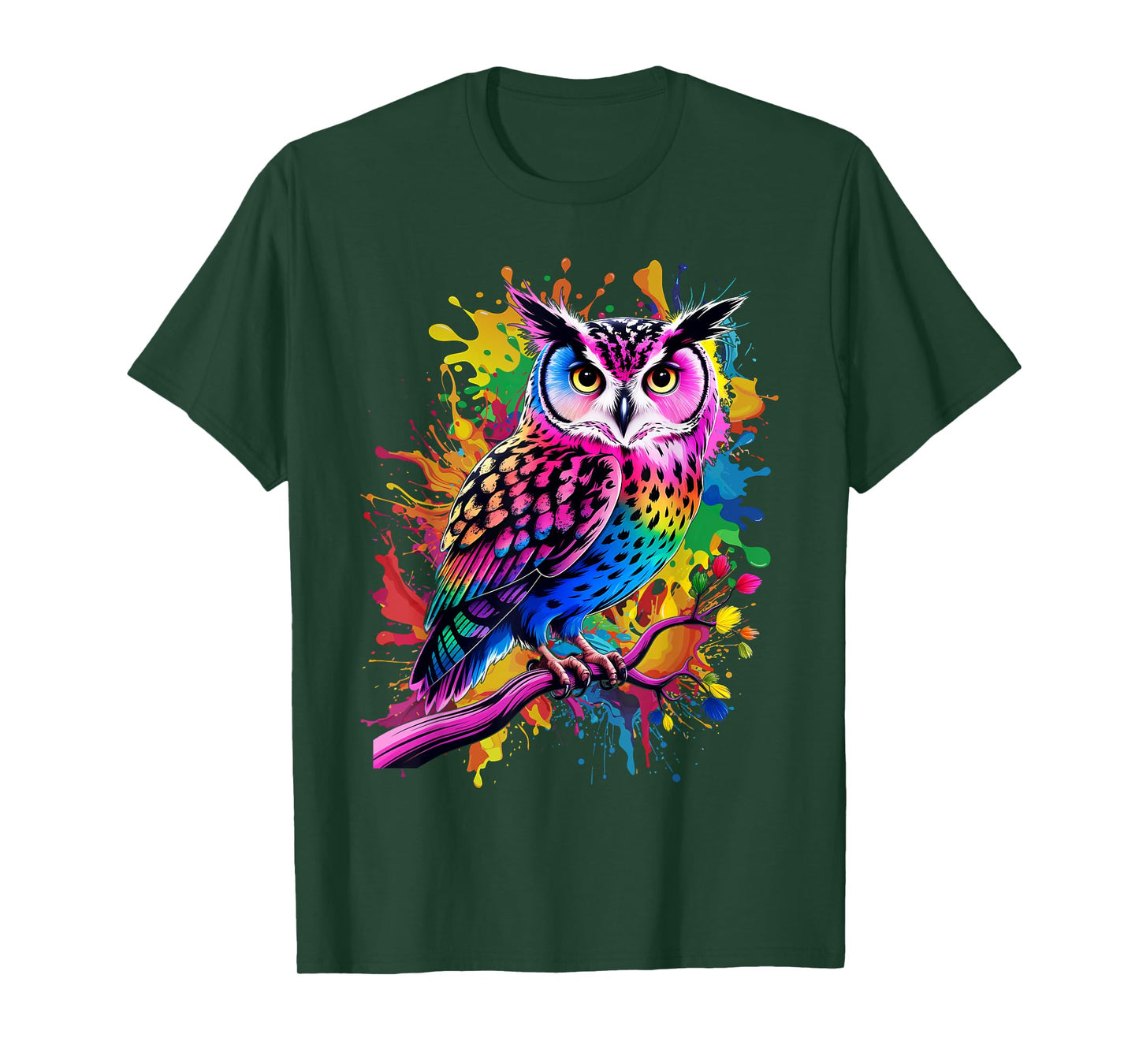 Owl Men Woman Colorful Watercolor Owl T-Shirt