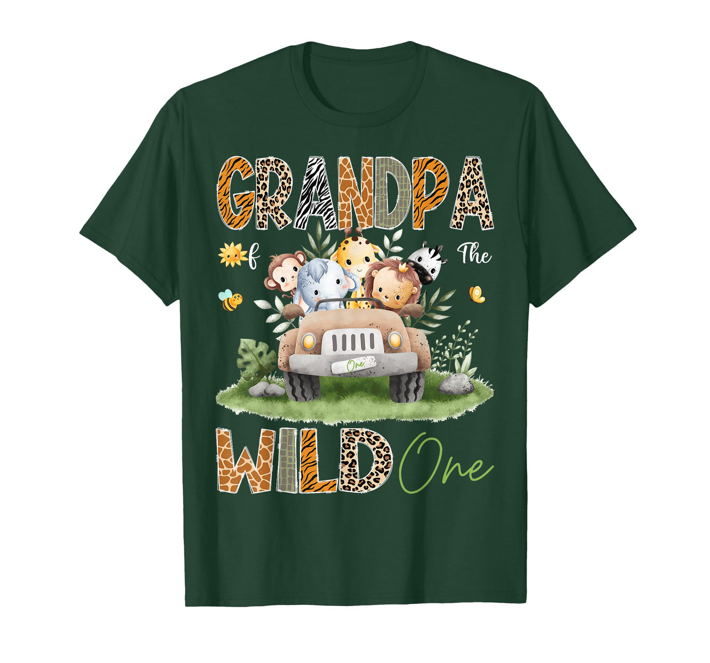 Grandpa of the Wild One 1St Birthday Safari Animals Truck T-Shirt
