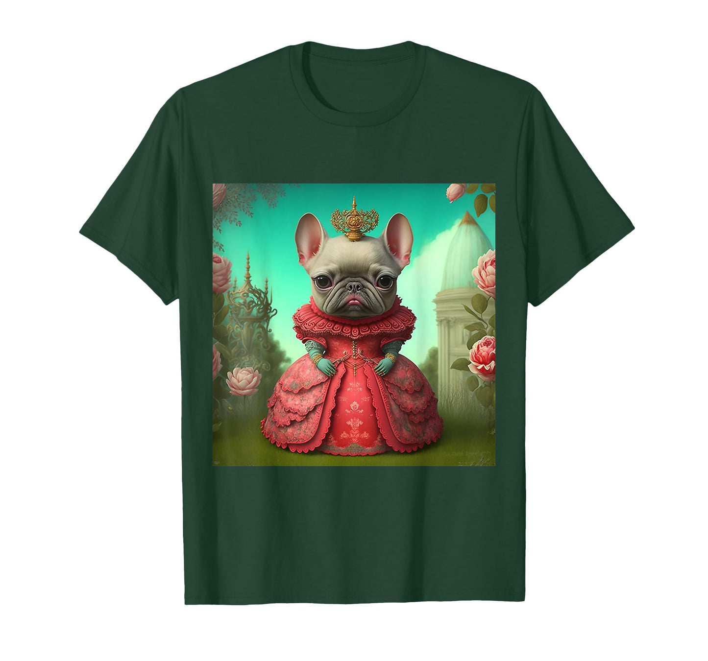 Beautiful Princess Frenchie French bulldog dog in pink dress Men Women T-Shirt