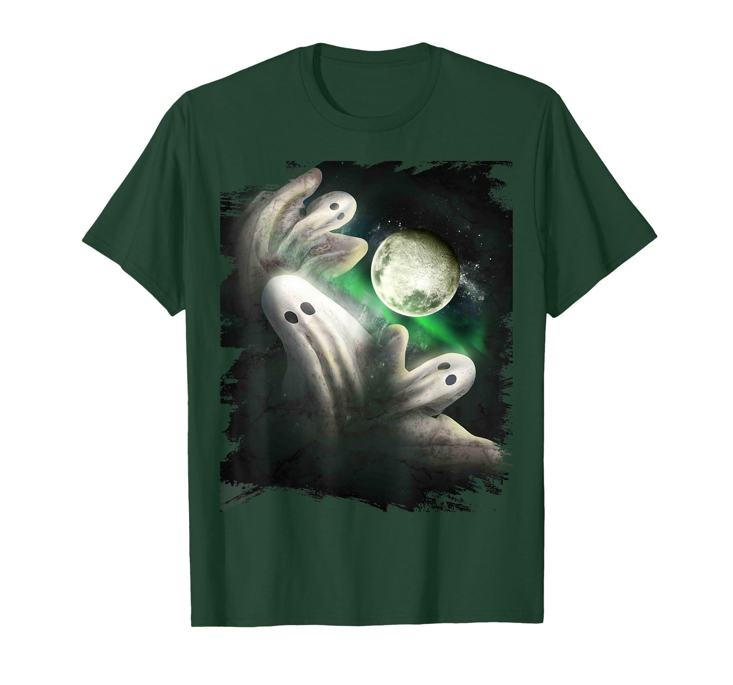 3 Three Ghost Moon, Wolf Ghosts Howling, Funny Halloween T-Shirt