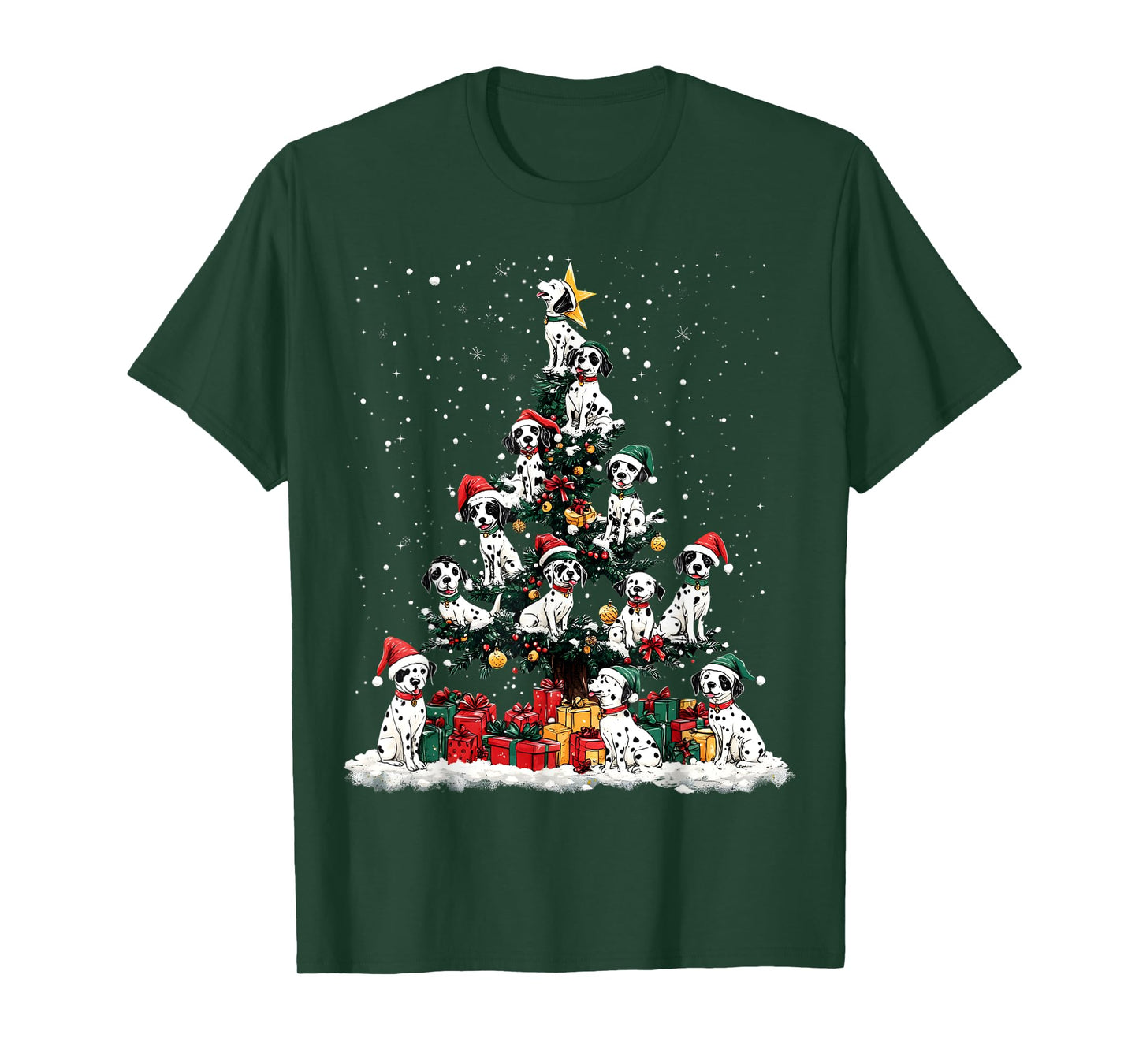 Dalmatian Christmas Tree Dog Santa Xmas Merry Dogmas Men Women Kids T-Shirt