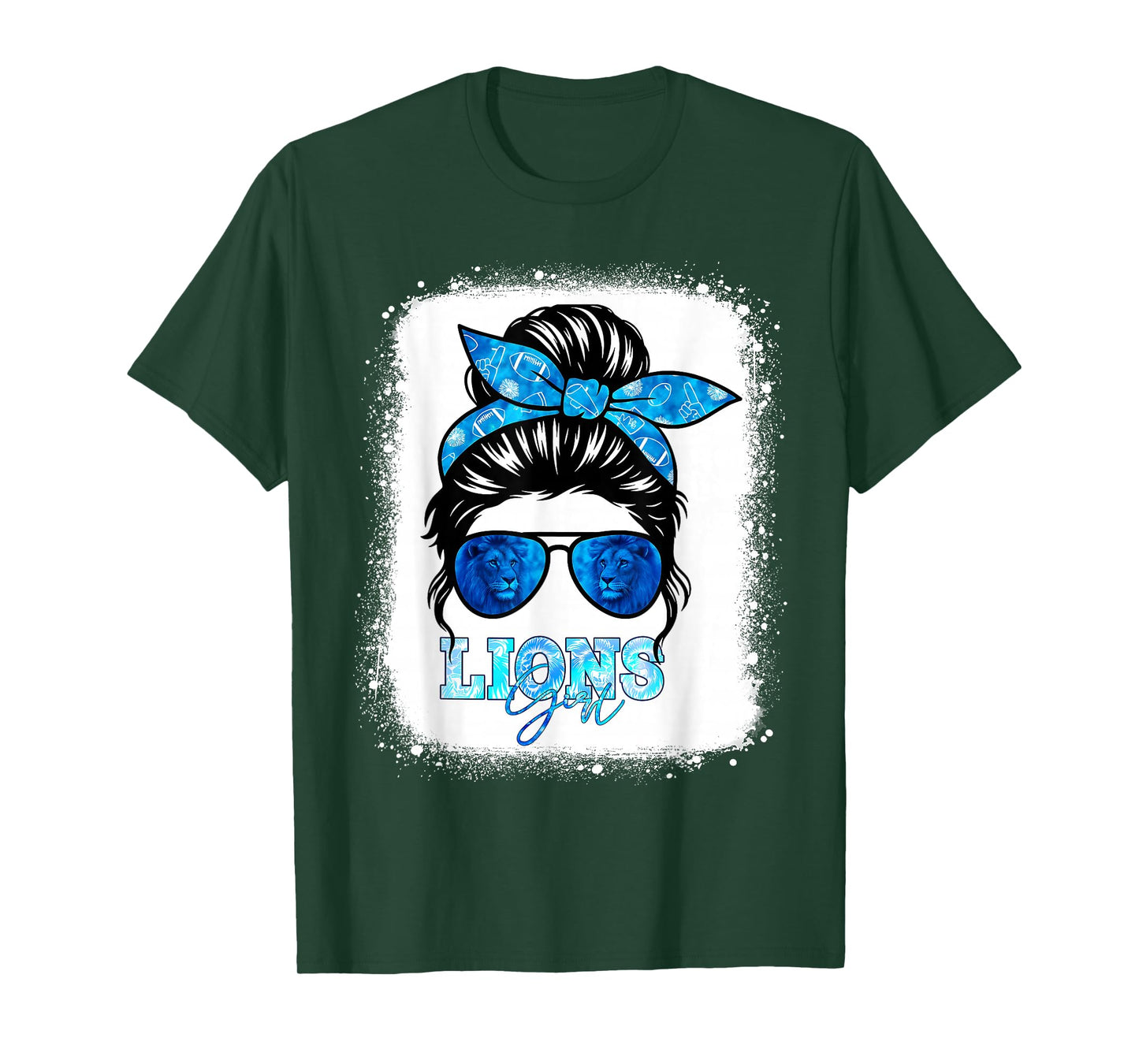 Lions Retro Messy Bun Blue Coquette T-Shirt