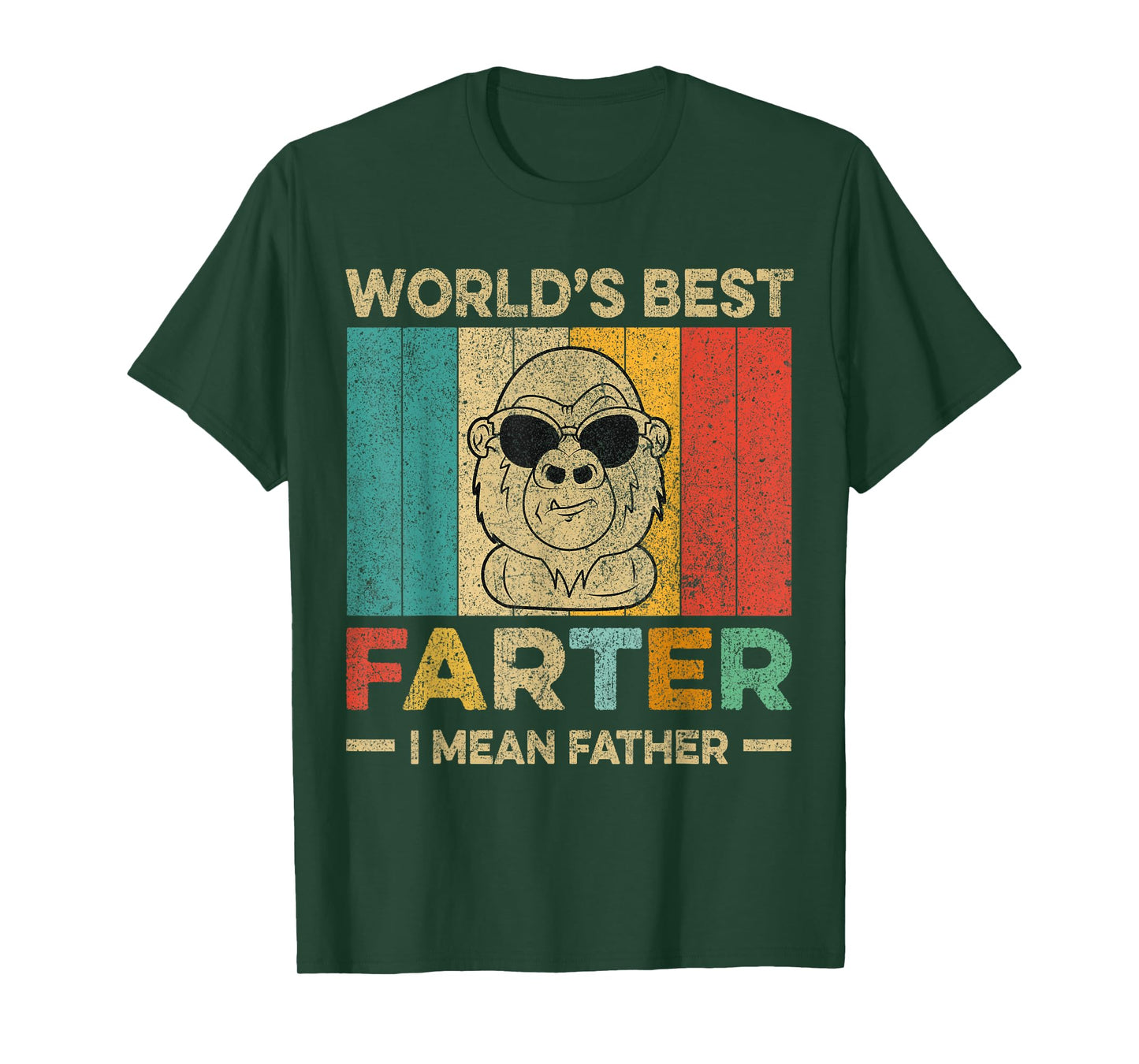 Worlds Best Farter I Mean Father Mens Fathers Day Monkey Dad T-Shirt