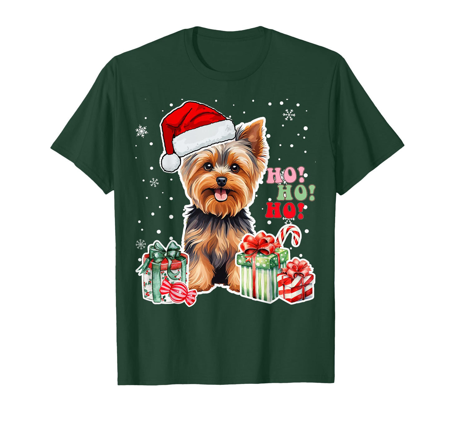Yorkshire Terrier Christmas Yorkie Xmas Dog Santa Claus Hat T-Shirt