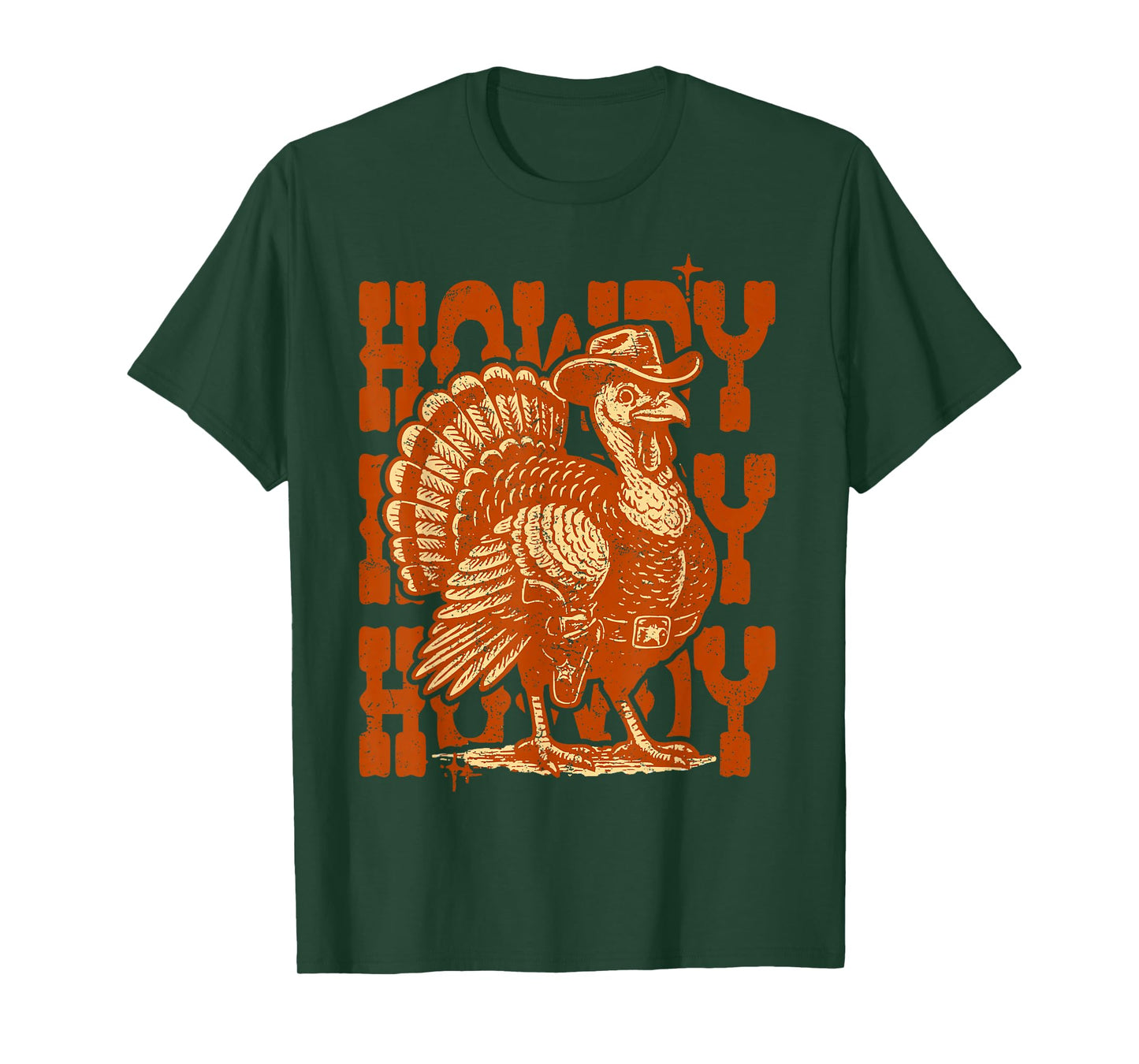 Retro Howdy Thanksgiving Turkey Western Cowboy Fall Vibes T-Shirt