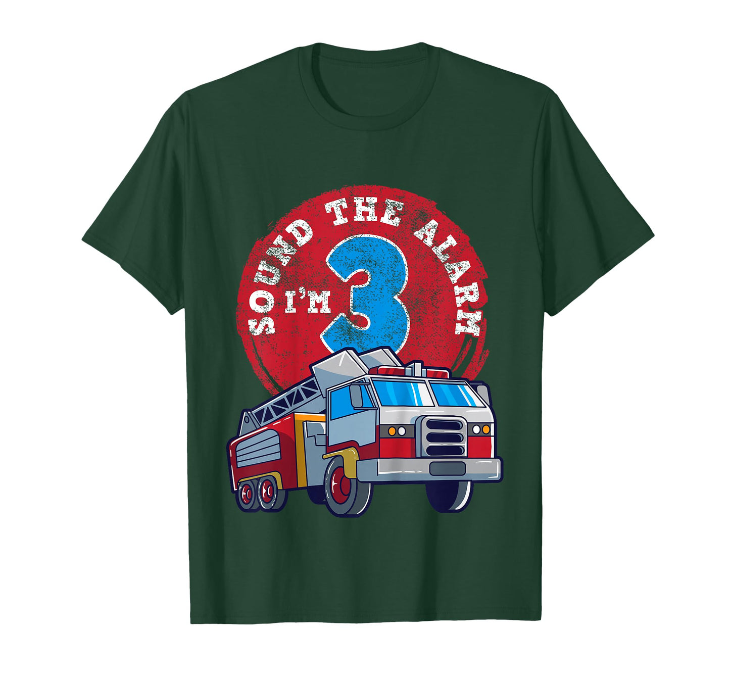 3rd Birthday Three Years Old Firetruck Firefighter Gift T-Shirt
