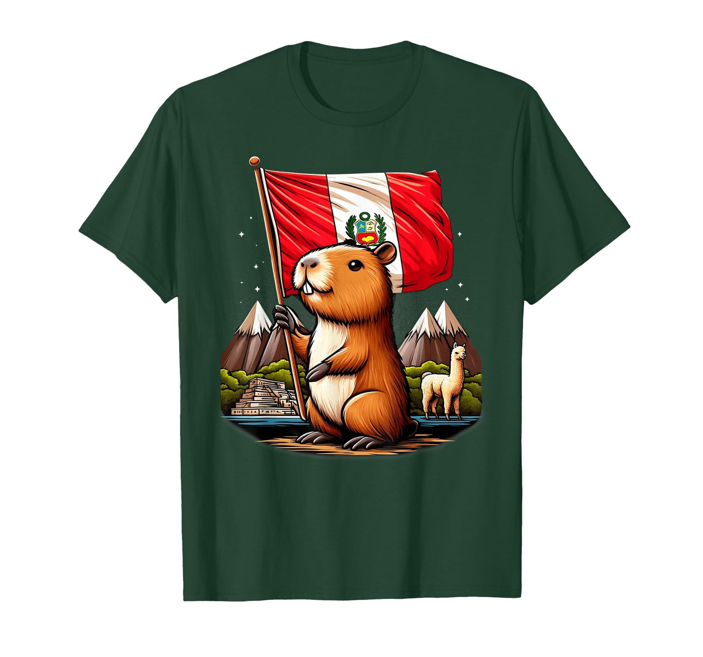 Peruvian Capybara Peru Flag - Ronsoco Fiestas Patrias T-Shirt