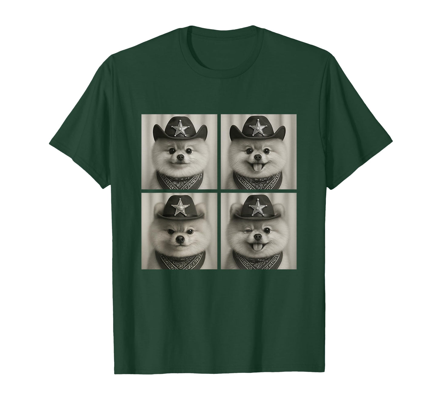 Cute Pomeranian Funny Cowboy Dogs Western Animals Retro T-Shirt