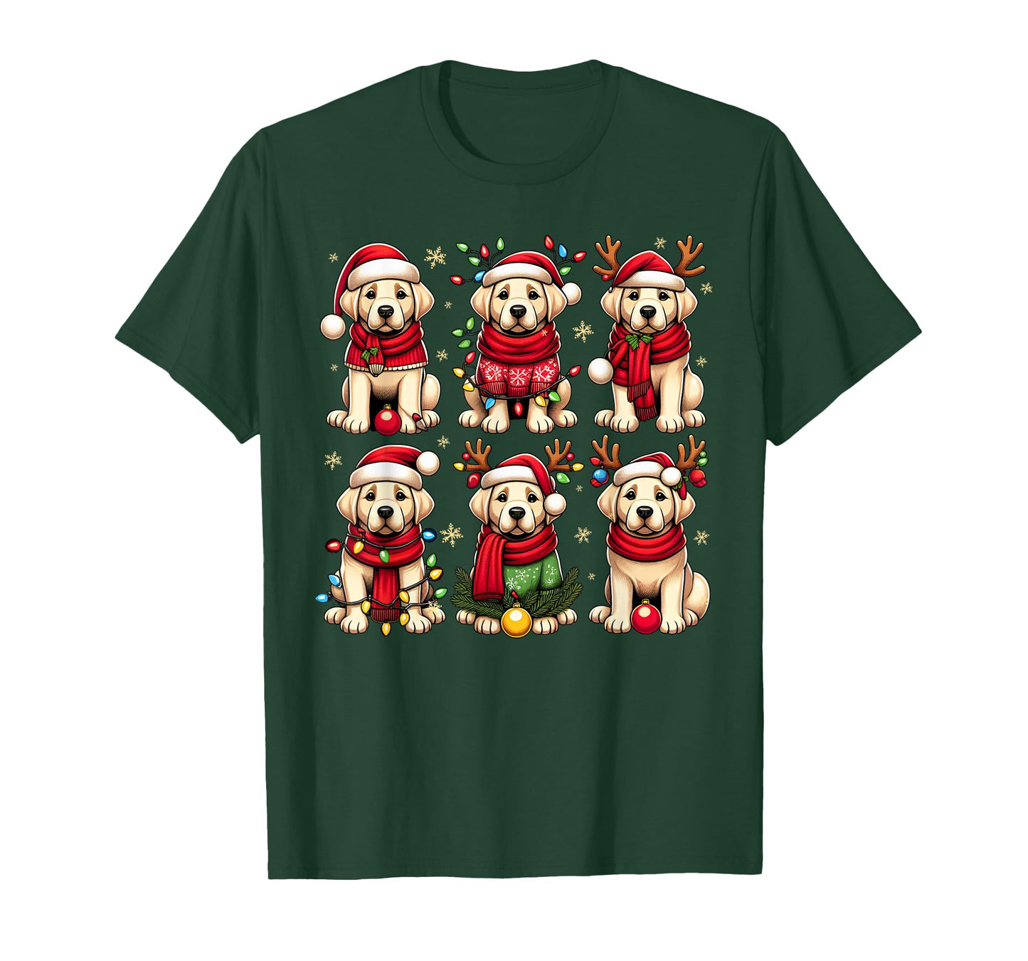 Cute Labrador Santa Christmas Lights Funny Xmas Animal Lover T-Shirt