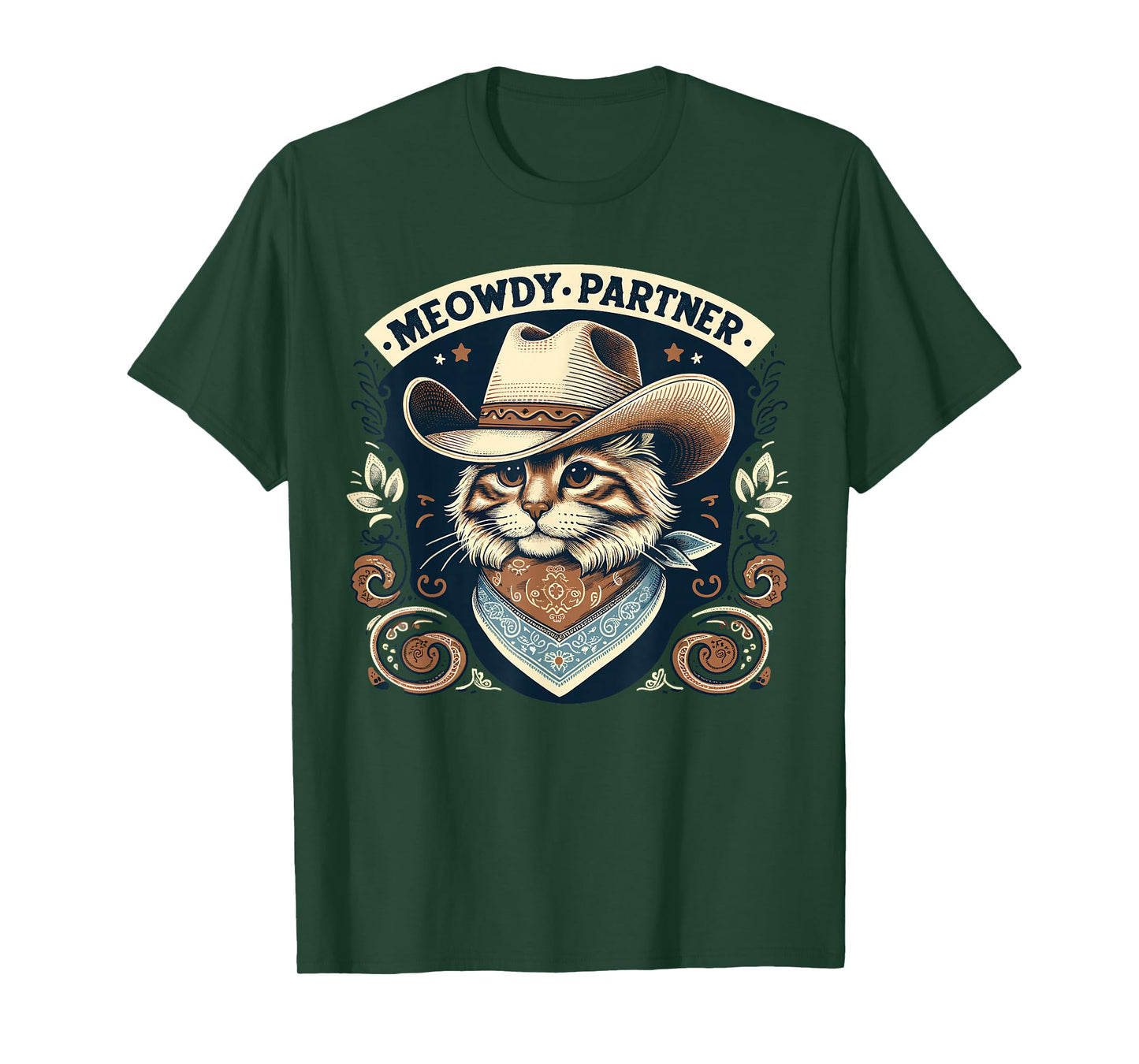 Meowdy Partner Cat Cowboy Hat Howdy Funny Country Western T-Shirt