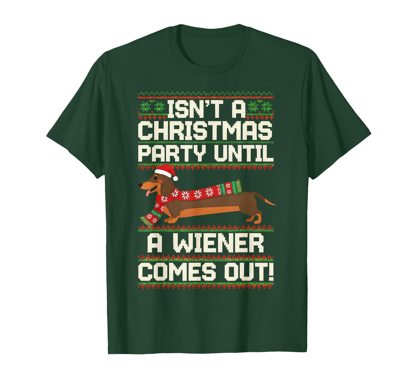 Cool Funny Wiener Dog Christmas Dachshund Holiday Joke T-Shirt