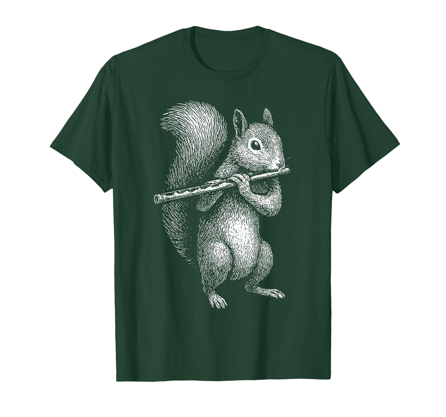 Squirrel Playing Flute Retro Animal Playing Instrument 90s T-Shirt