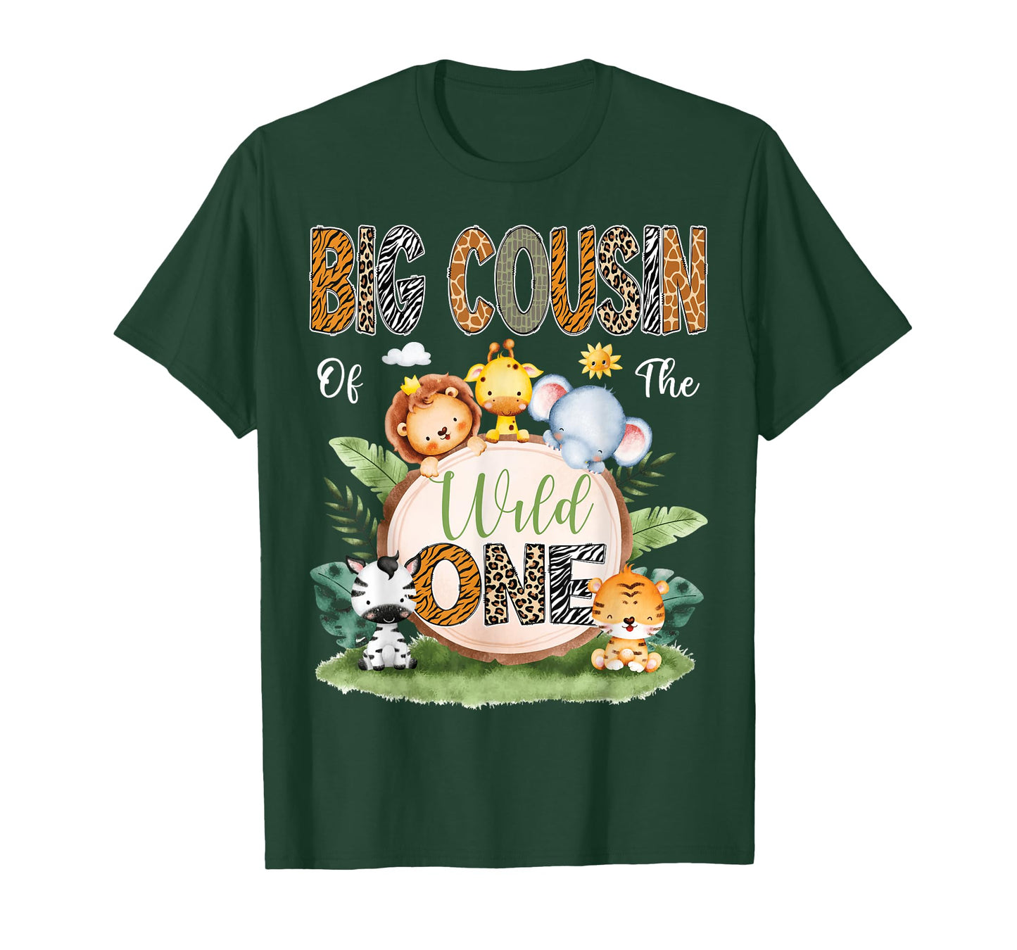 Big Cousin Of The Wild One 1St Birthday Kids Safari Jungle T-Shirt
