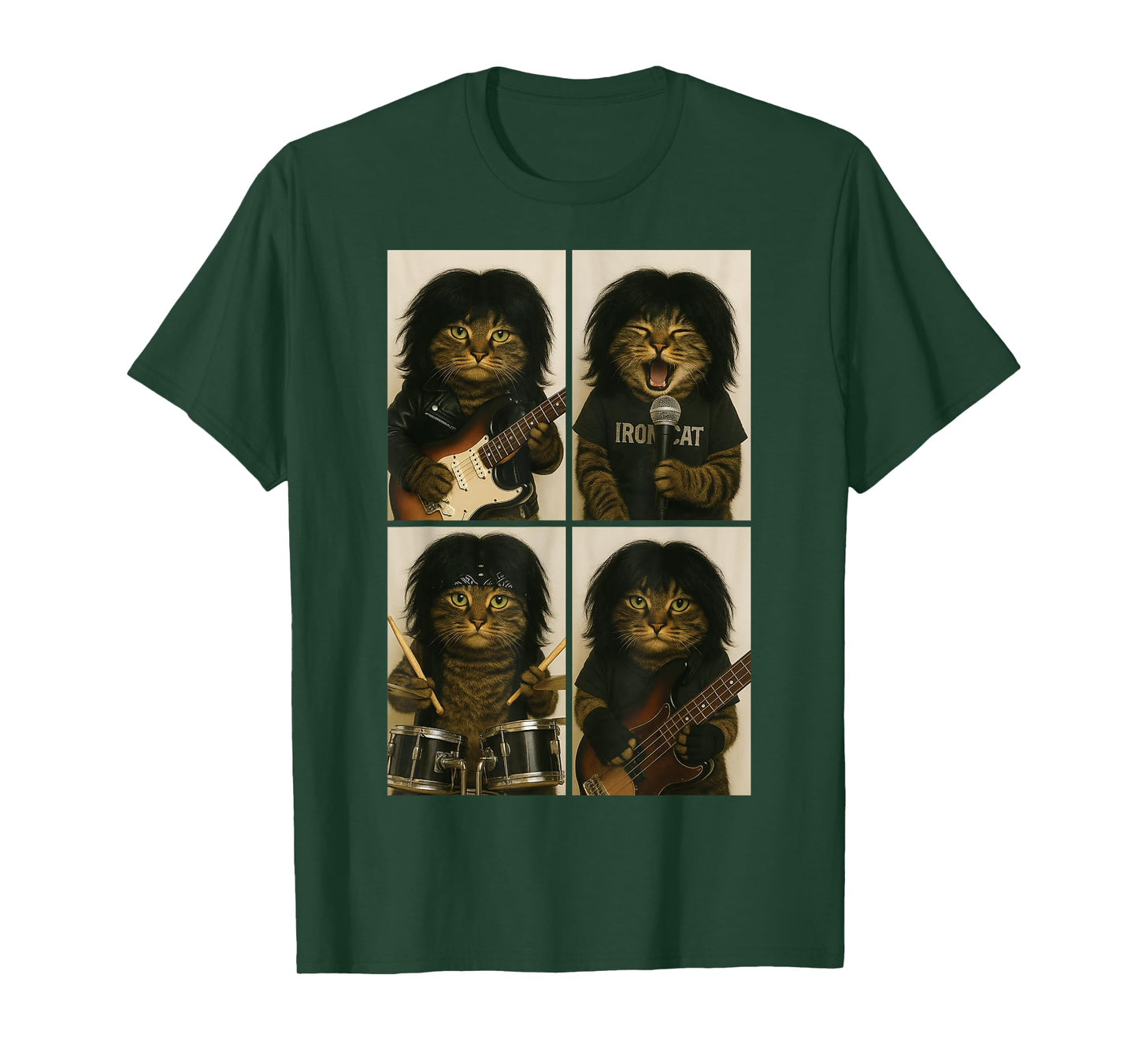 Cat Rock Band Funny Photobooth Selfie Guitar Halloween T-Shirt
