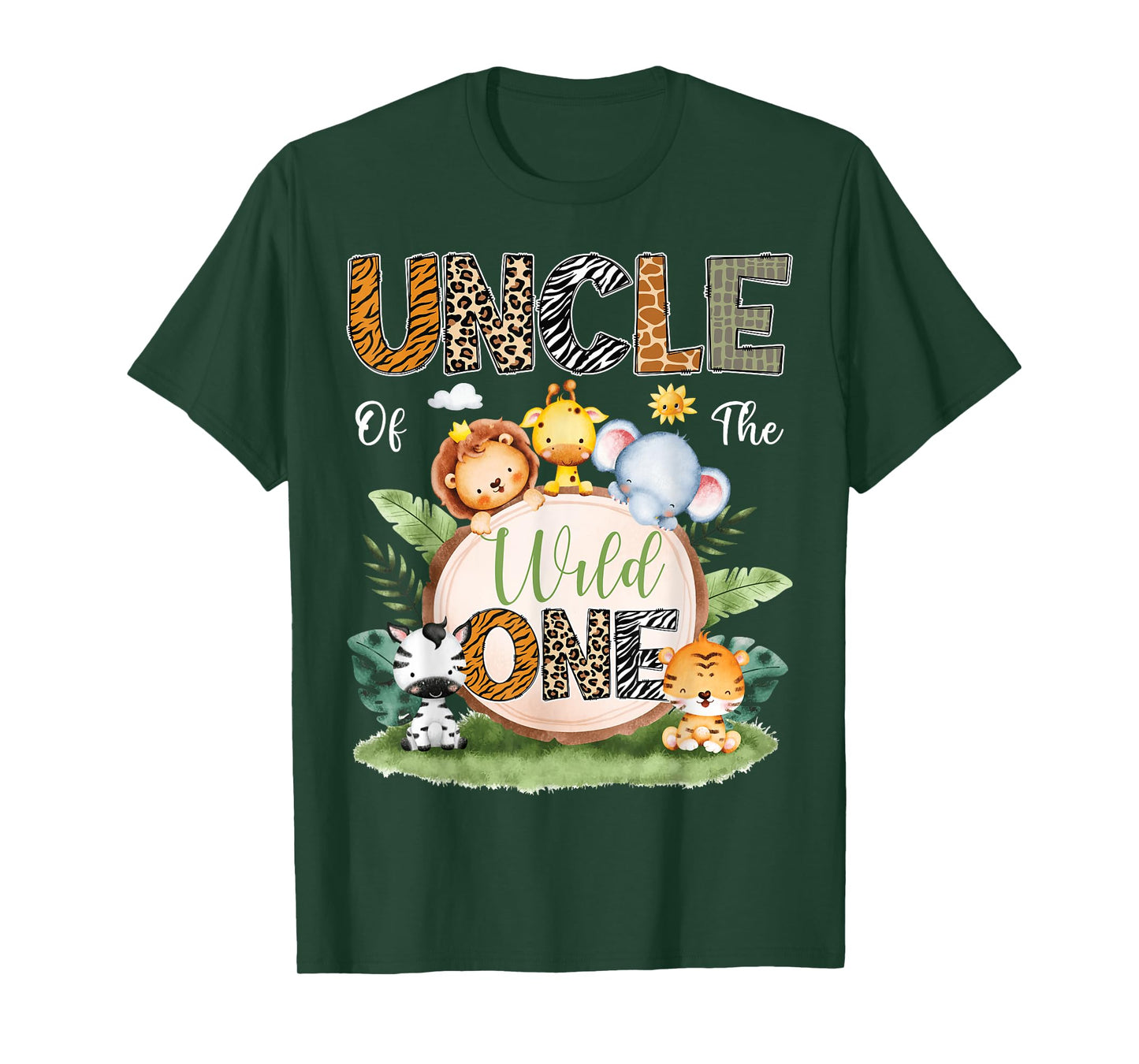 Uncle Of The Wild One 1St Birthday Kids Safari Jungle T-Shirt