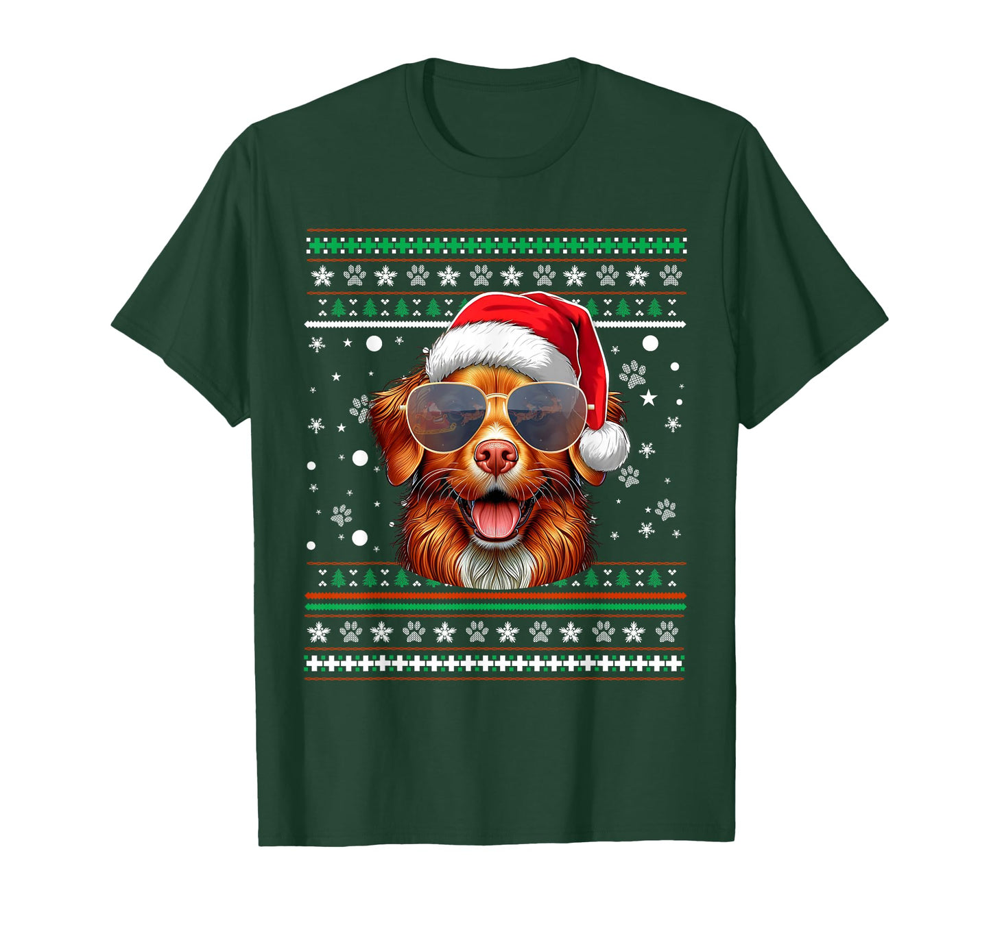 Ugly Sweater Santa Nova Scotia Duck Tolling Retriever Dog T-Shirt