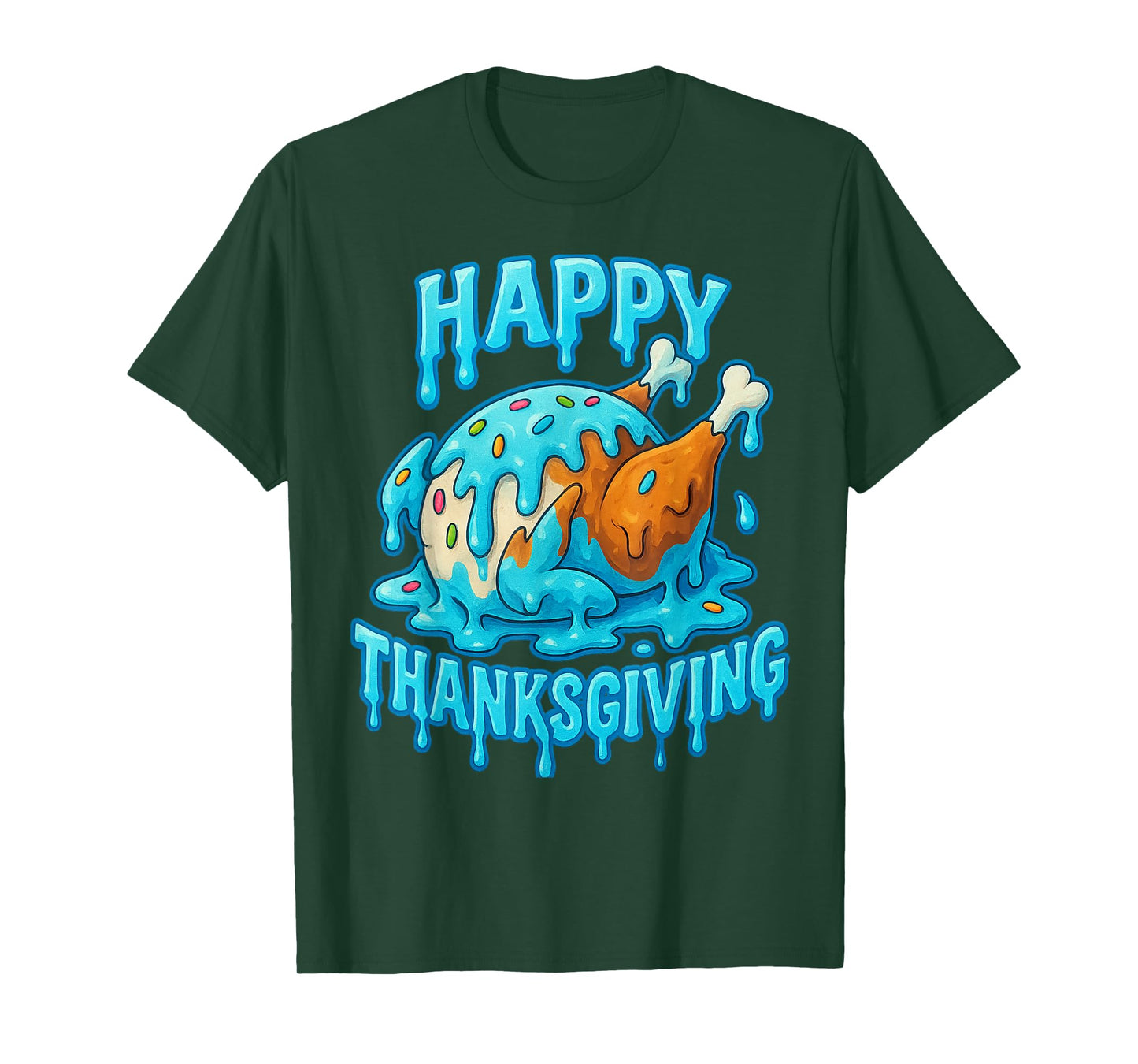 Happy Thanksgiving Drip Ice Cream Look Cool T-Shirt
