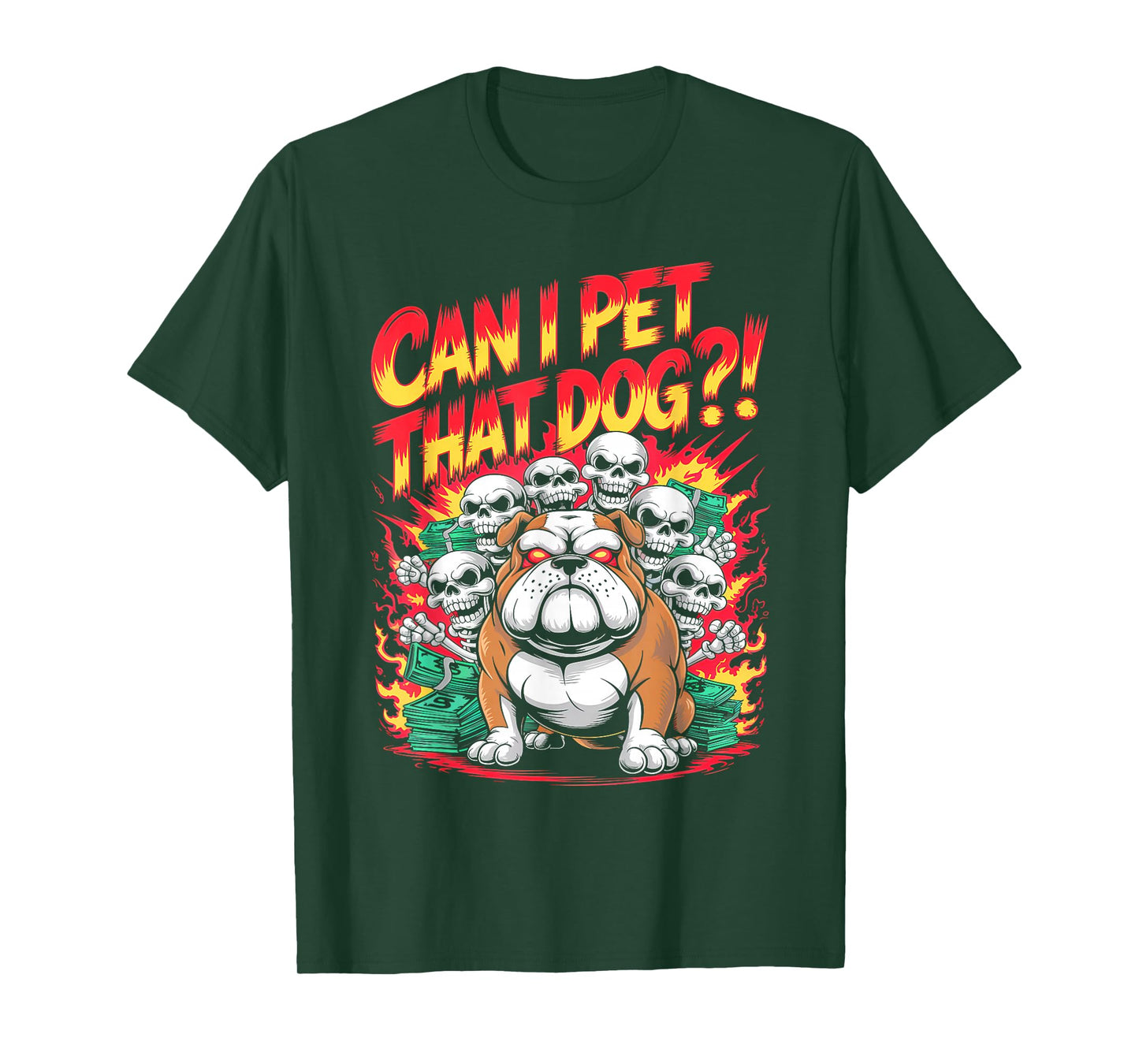 Can I Pet That Dog?! Cute Skeleton Halloween Bulldog Bootleg T-Shirt