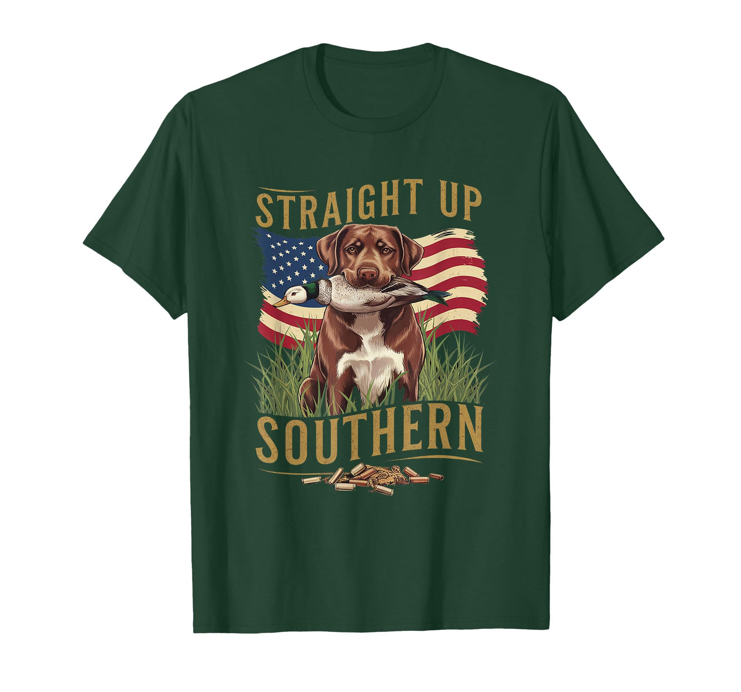 Straight Up Southern Hunting Dog and Duck Design T-Shirt