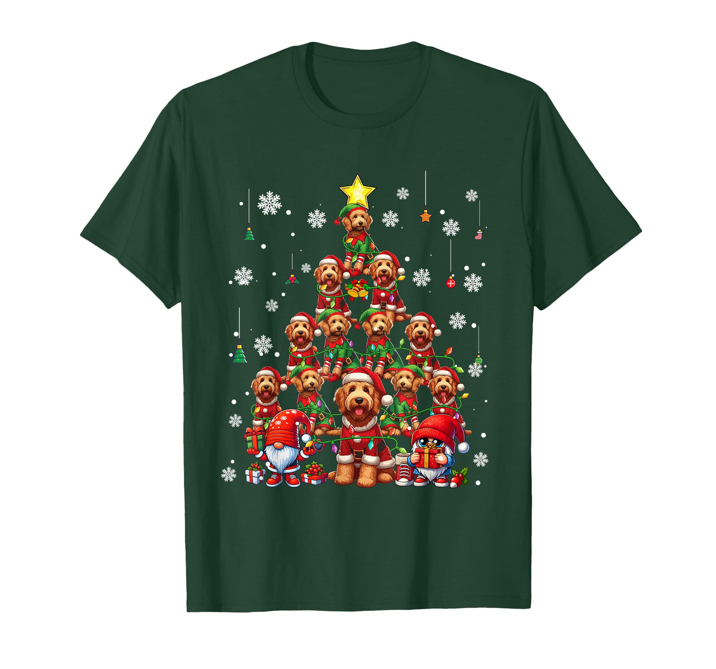Squad Xmas Labradoodles Cosplay Santa Elf Christmas Tree T-Shirt