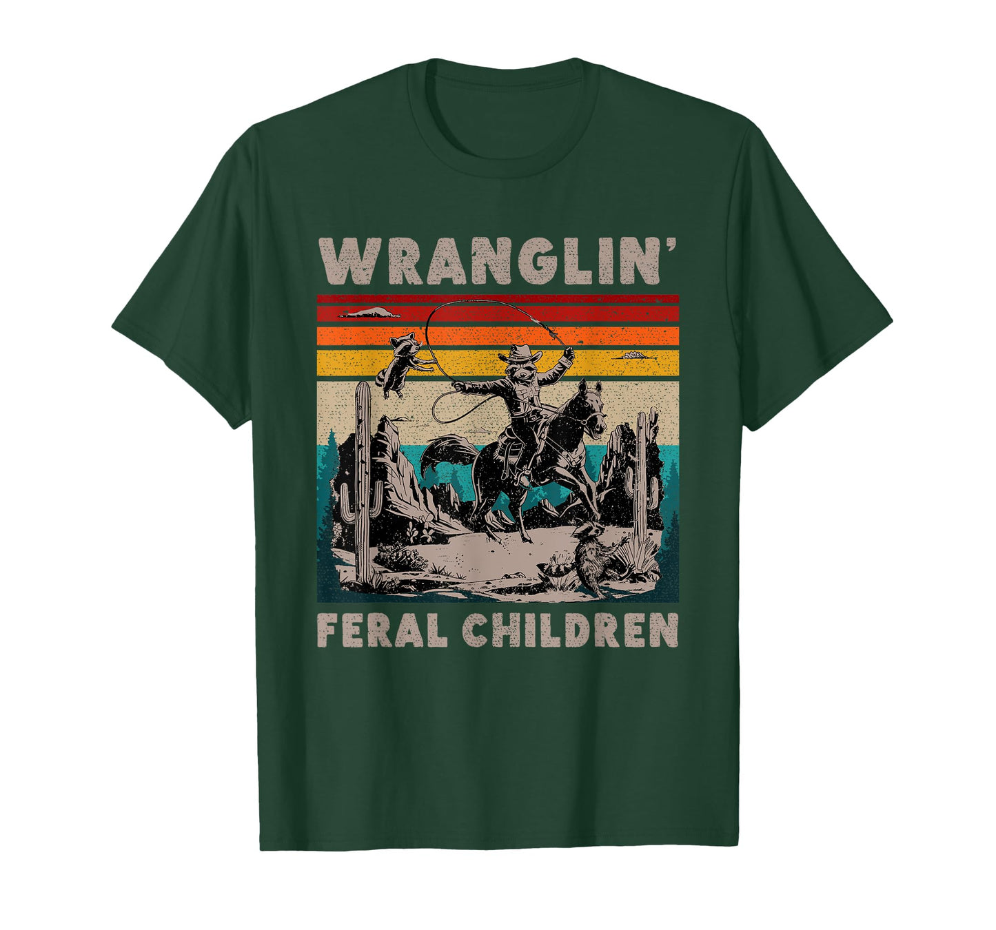 Retro Wranglin' Feral Children Raccoon 90s Western T-Shirt