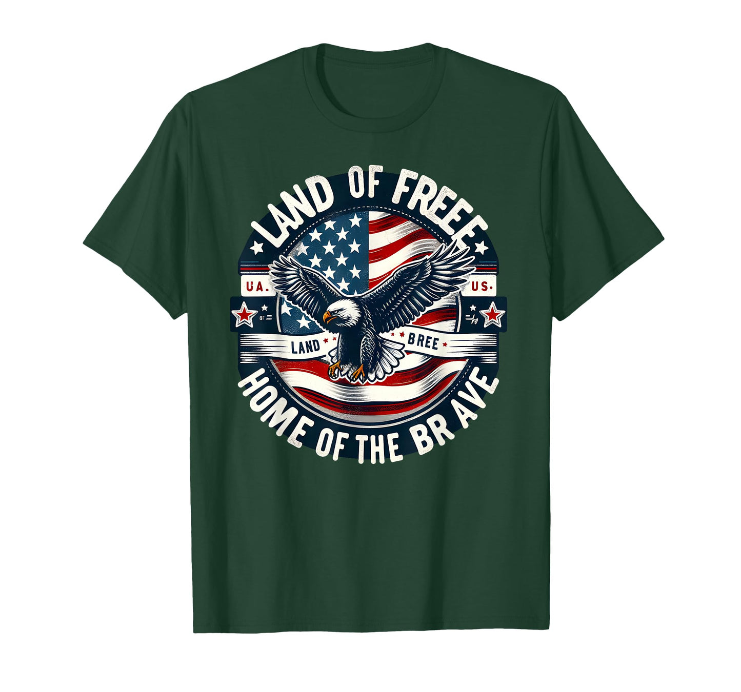 Land of The Free Home of The Brave Eagle Flag T-Shirt