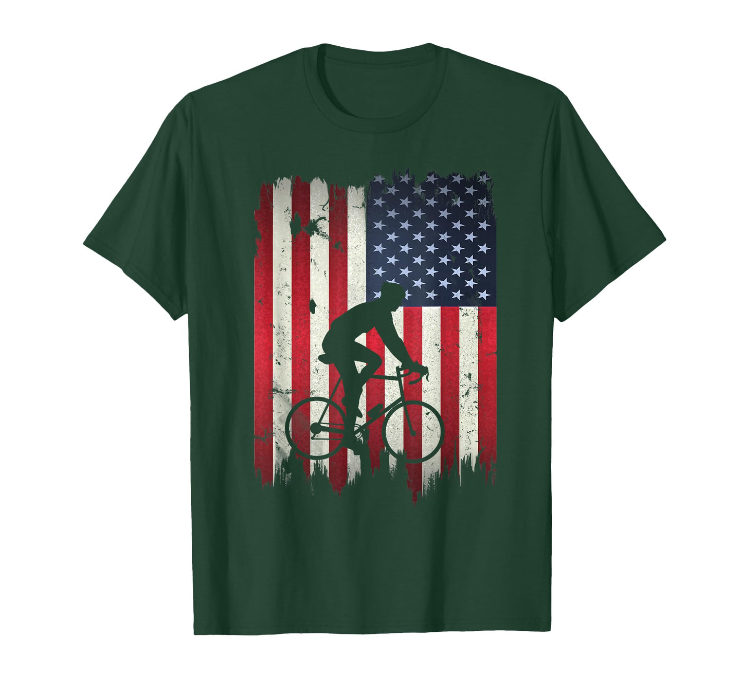 Biking USA American Flag 4th of July Bike Gift Bicycle T-Shirt