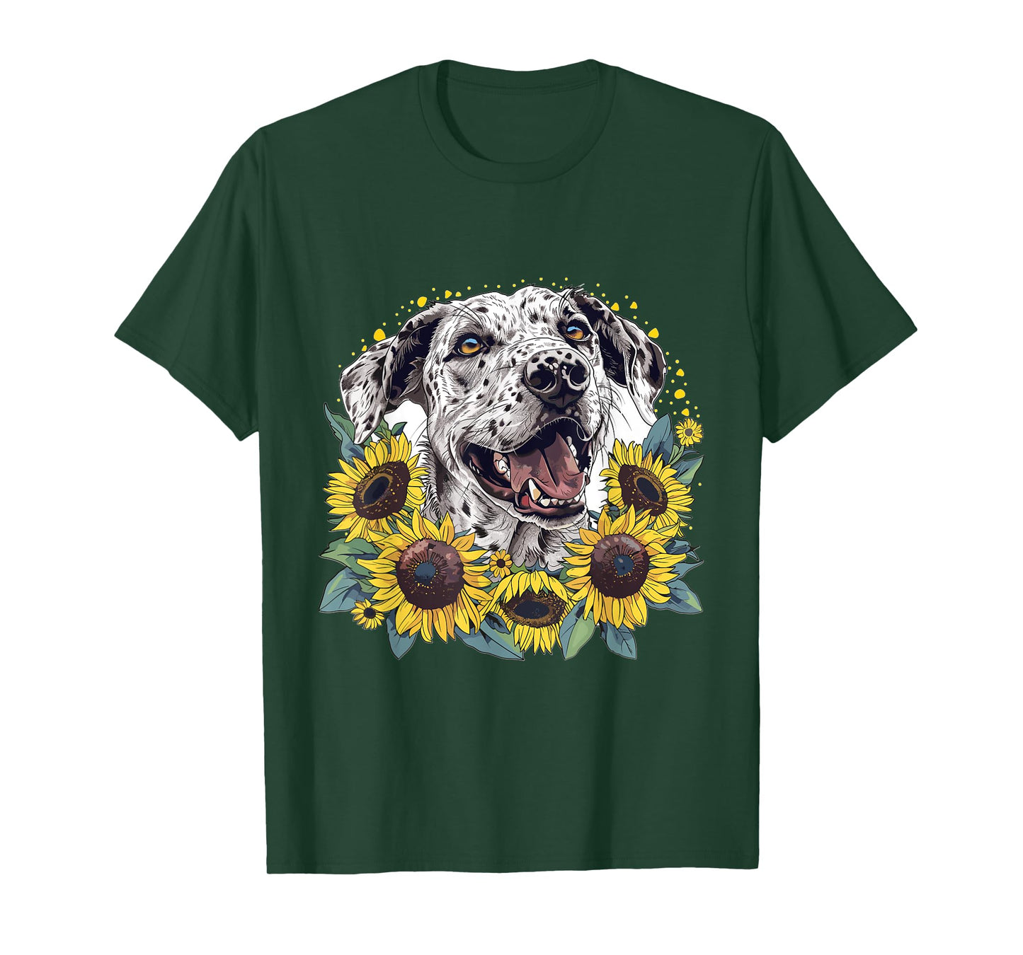 Catahoula Leopard Dog Dog Breed Graphic Sunflowers Men Women Kids T-Shirt