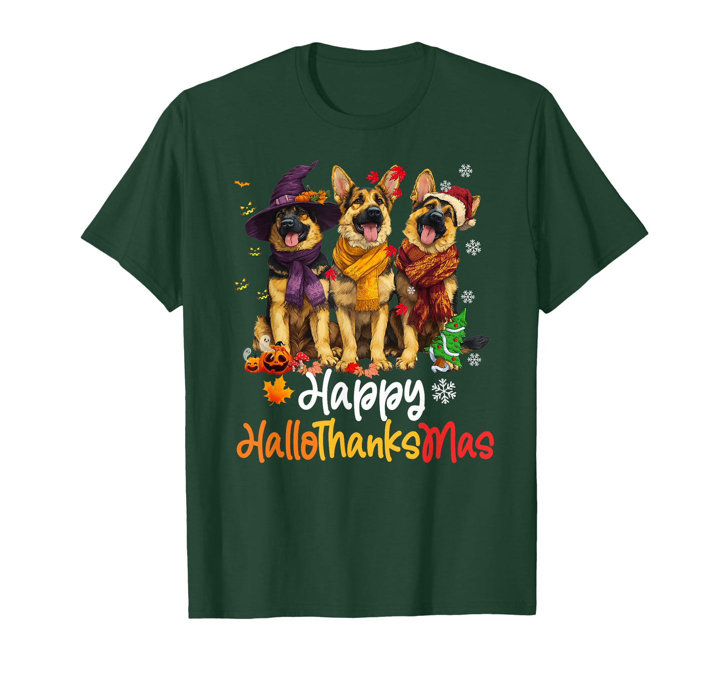 Halloween Thanksgiving Christmas German Shepherd Dog T-Shirt