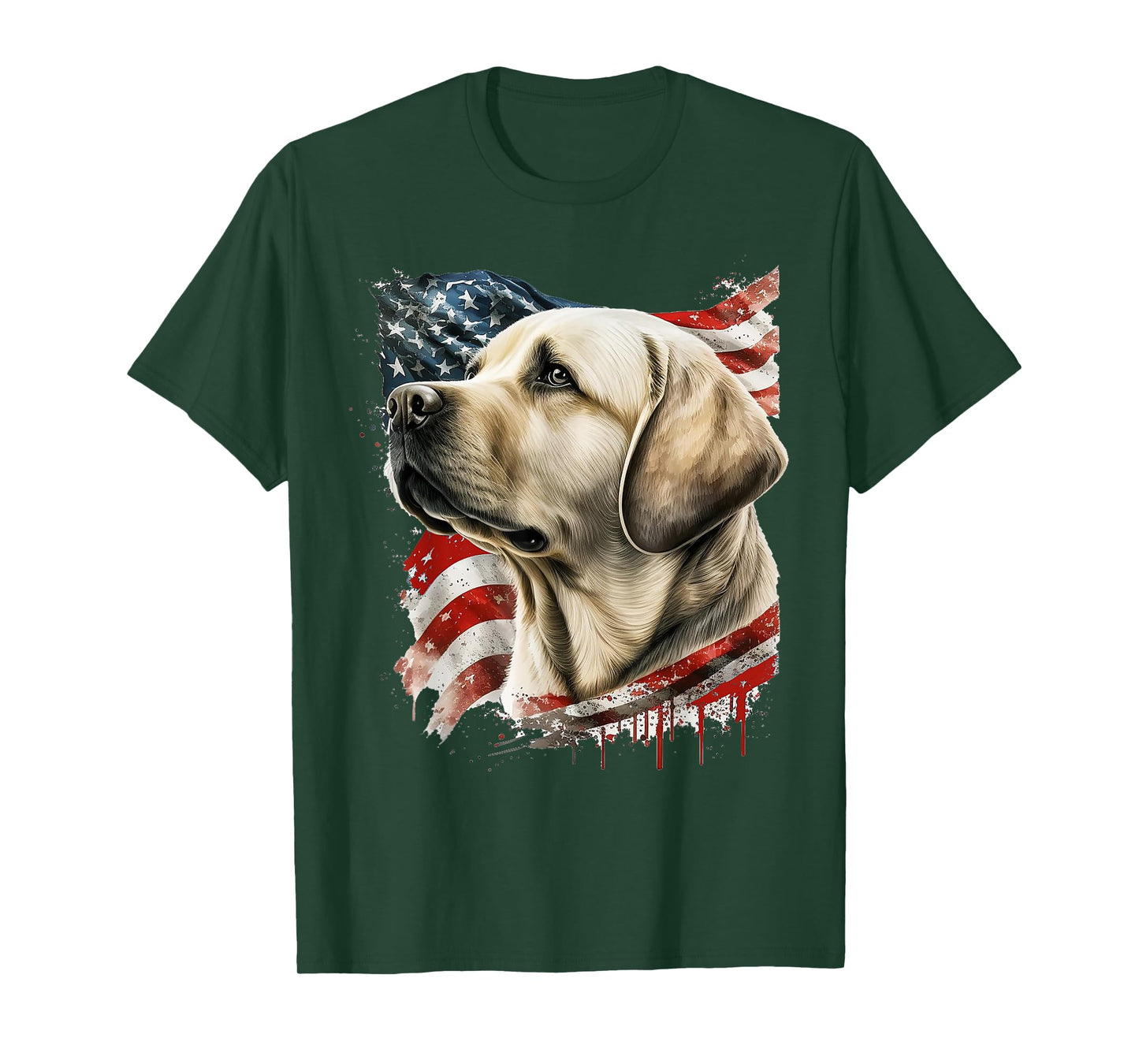 Yellow Lab with the American Flag T-Shirt