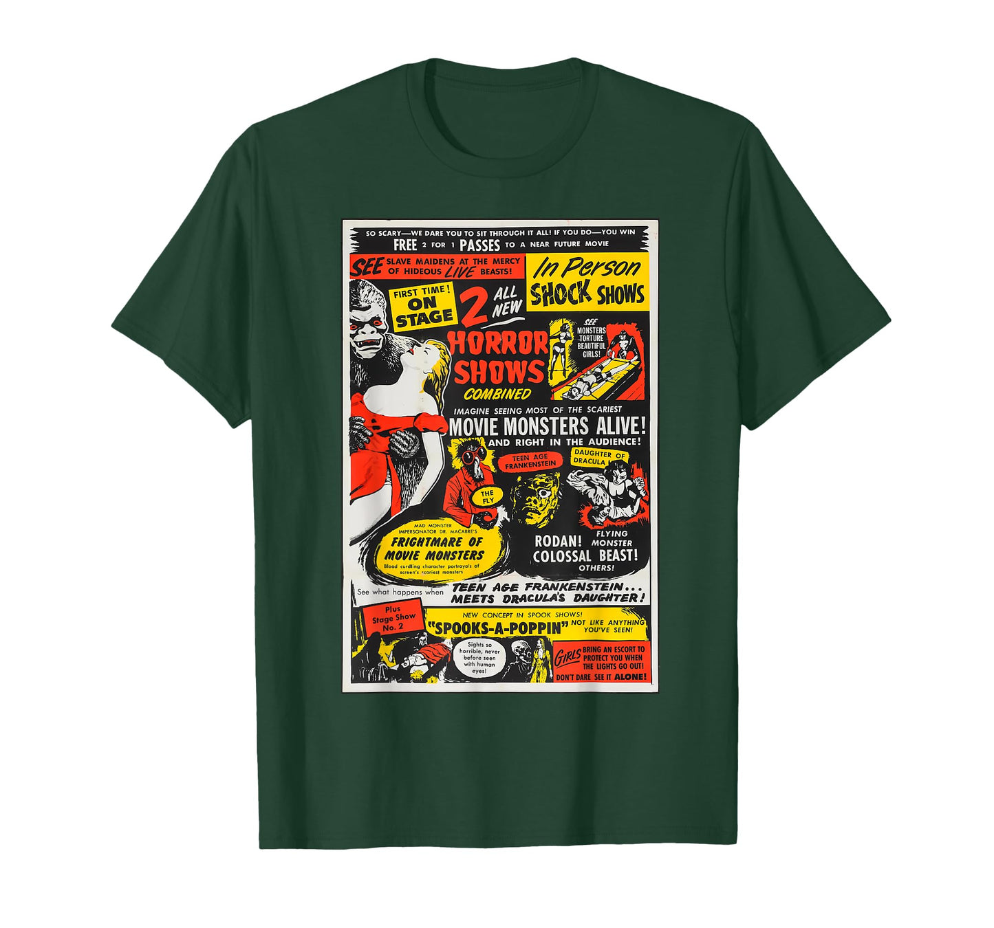 Vintage Horror Movie Poster Dracula Frankenstein Monster T-Shirt