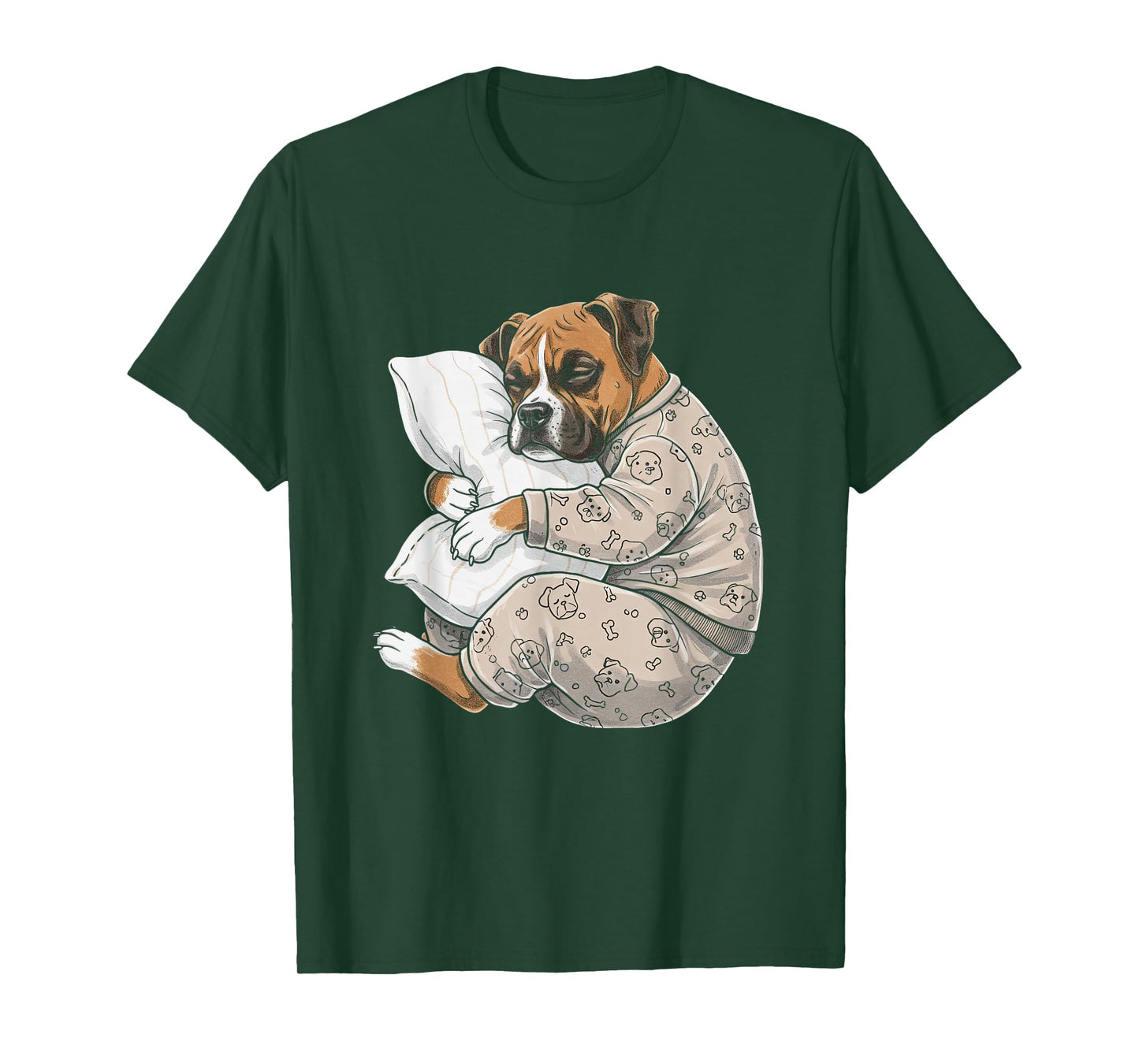 Funny Sleepy Boxer Dog Pajama Men Women Kids T-Shirt
