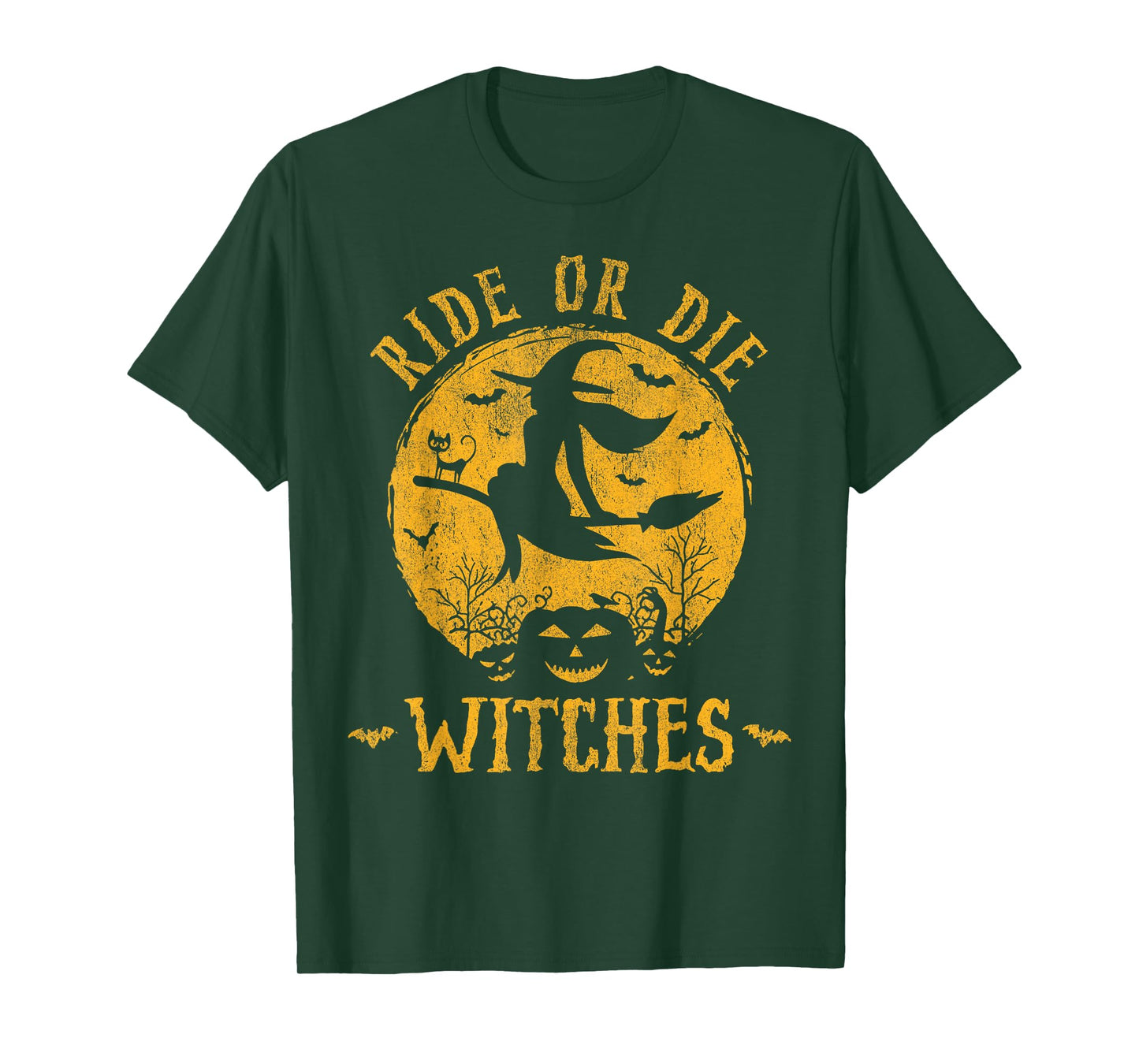 Womens Ride or Die Gothic Witches Halloween 2025 T-Shirt