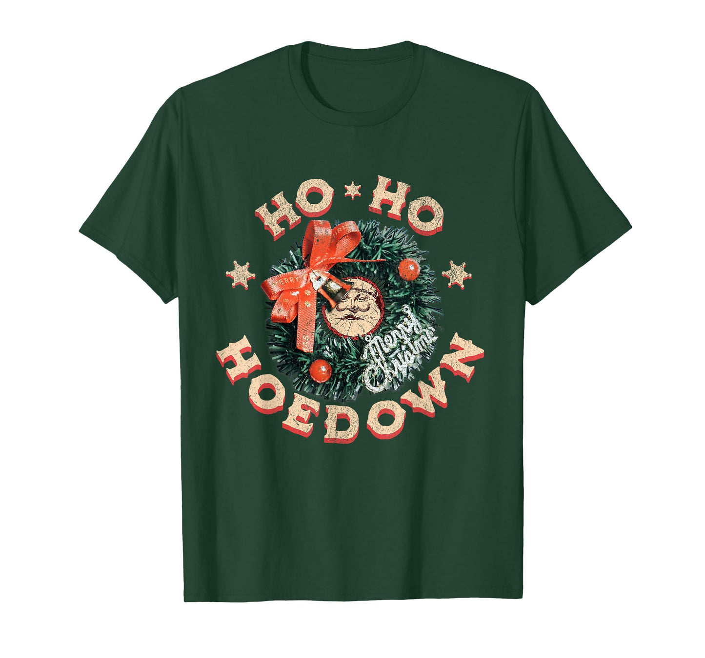 Ho Ho Hoedown Santa Jingle Bells Vintage Western Christmas T-Shirt