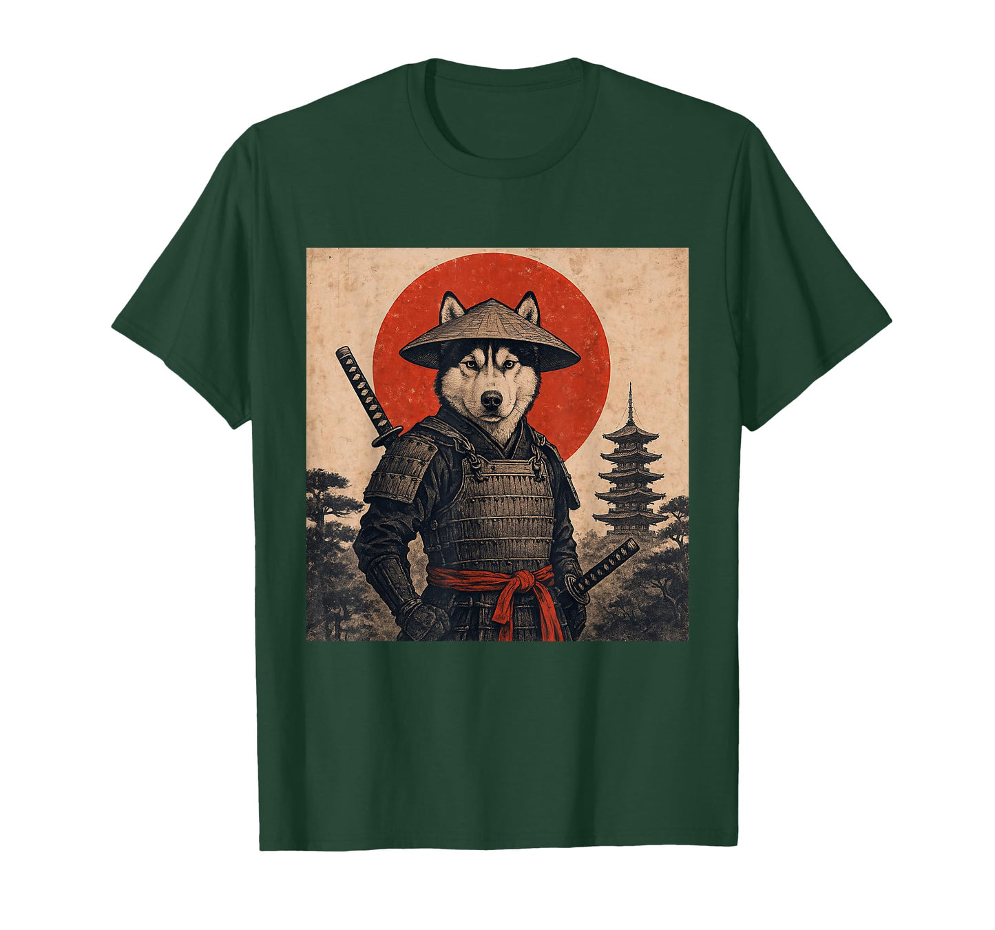 Husky Samurai Warrior Vintage Japanese Ukiyo-e Dog Lover T-Shirt