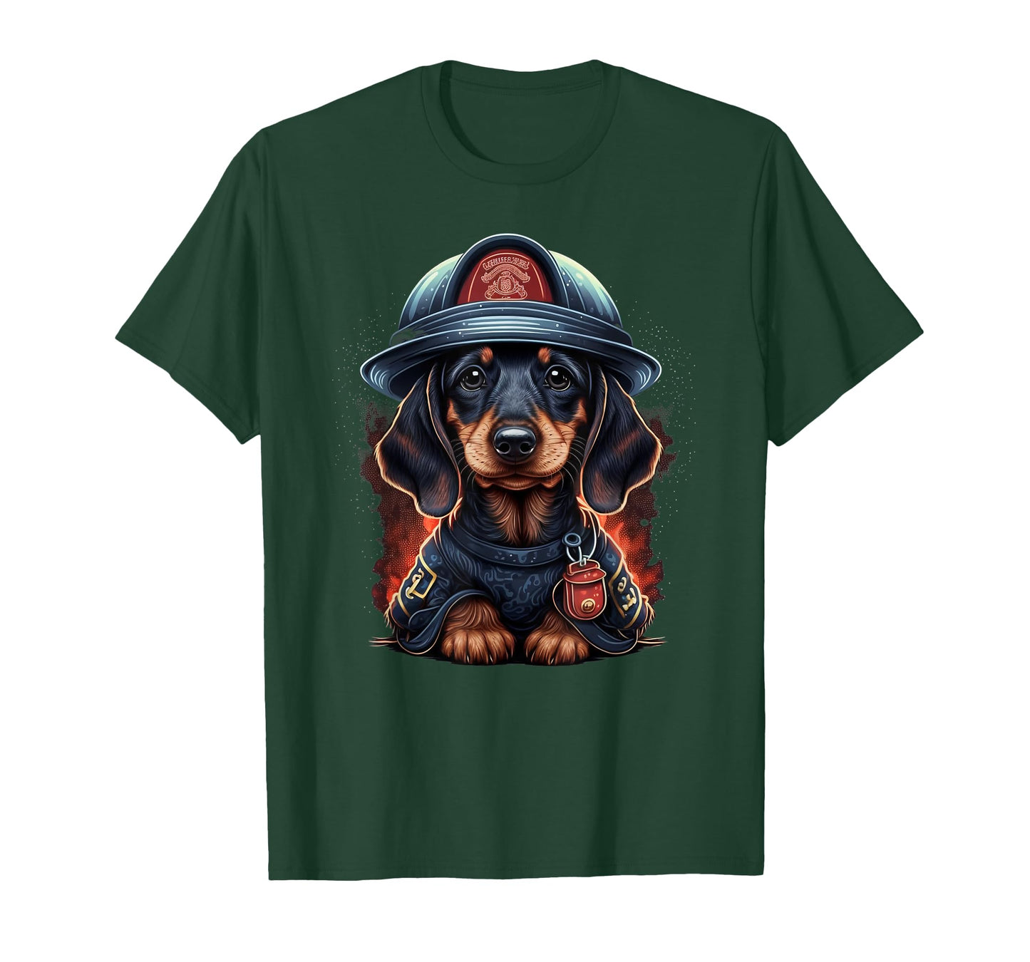 Dachshund Fireman on Firefighter Dachshund T-Shirt