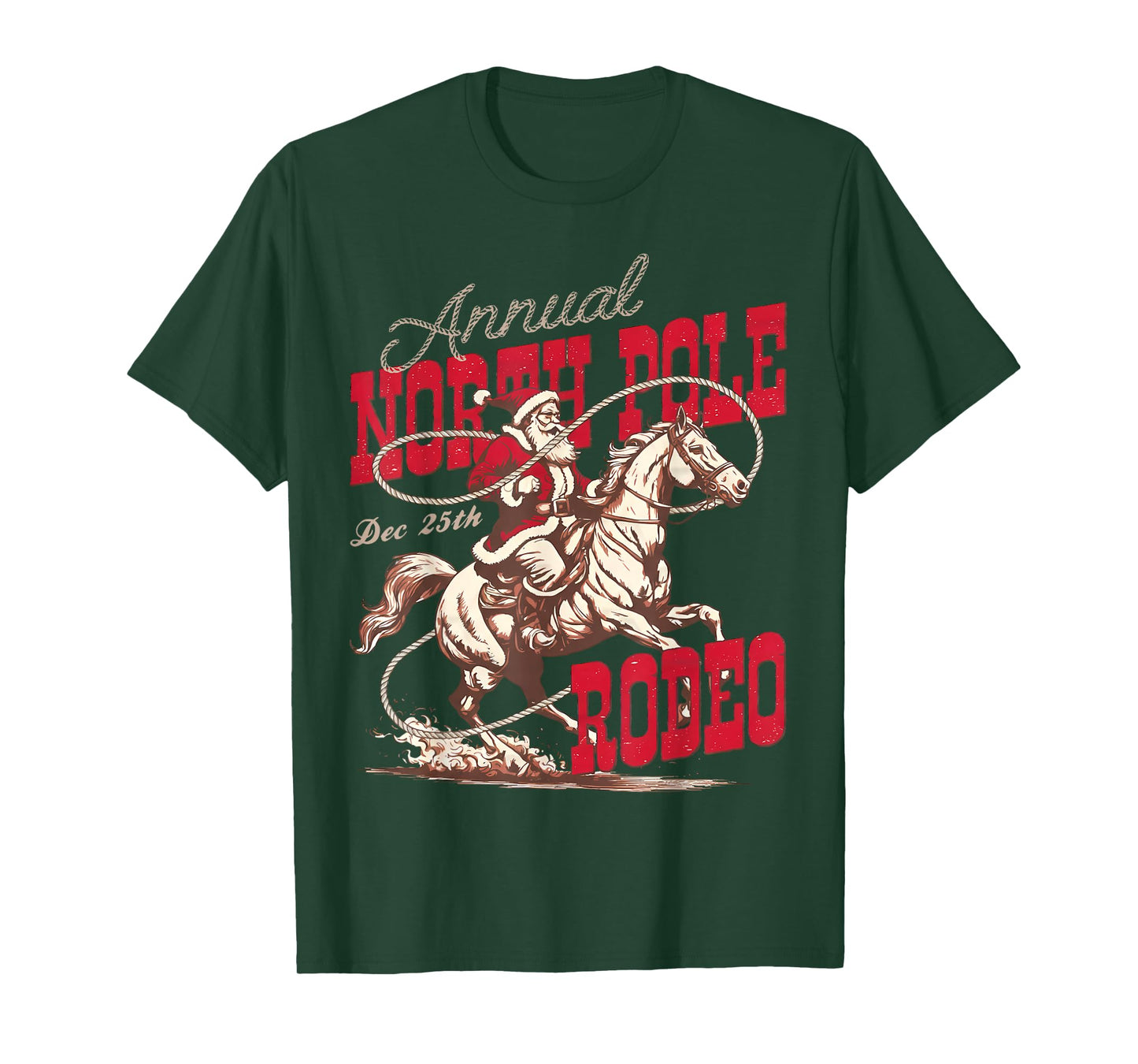 Vintage North Pole Rodeo Cowboy Santa Country Christmas T-Shirt