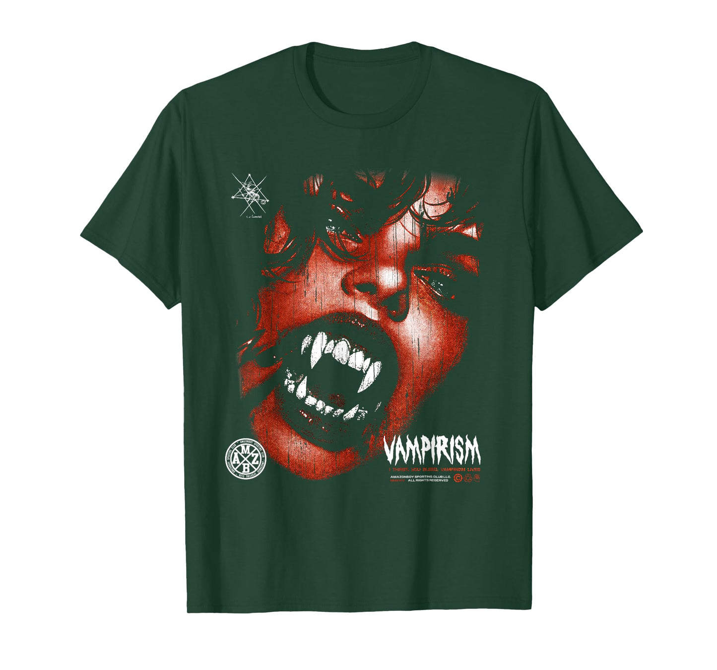 Dark Gothic Black and Red Vampire Emo Y2K Grunge Streetwear T-Shirt