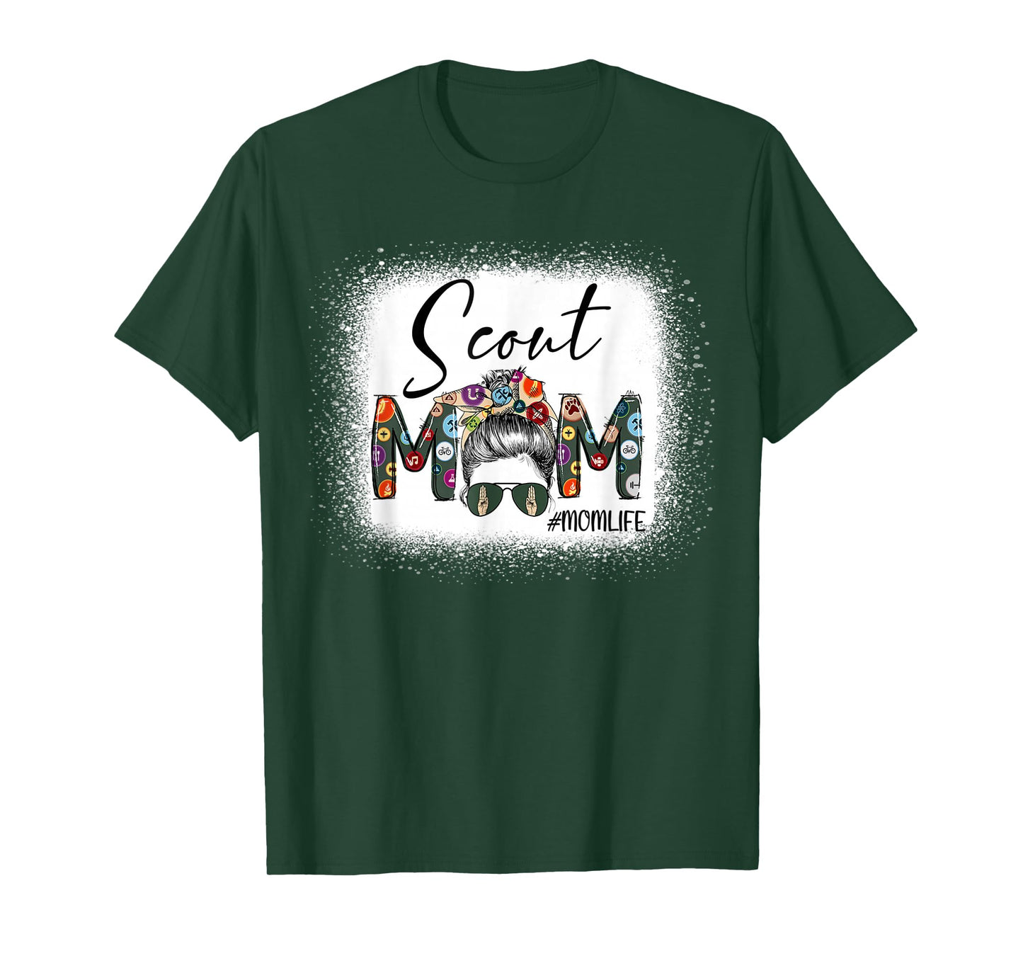Scouting Scout Mom Life Messy Bun Hair Bleached Mother's Day T-Shirt