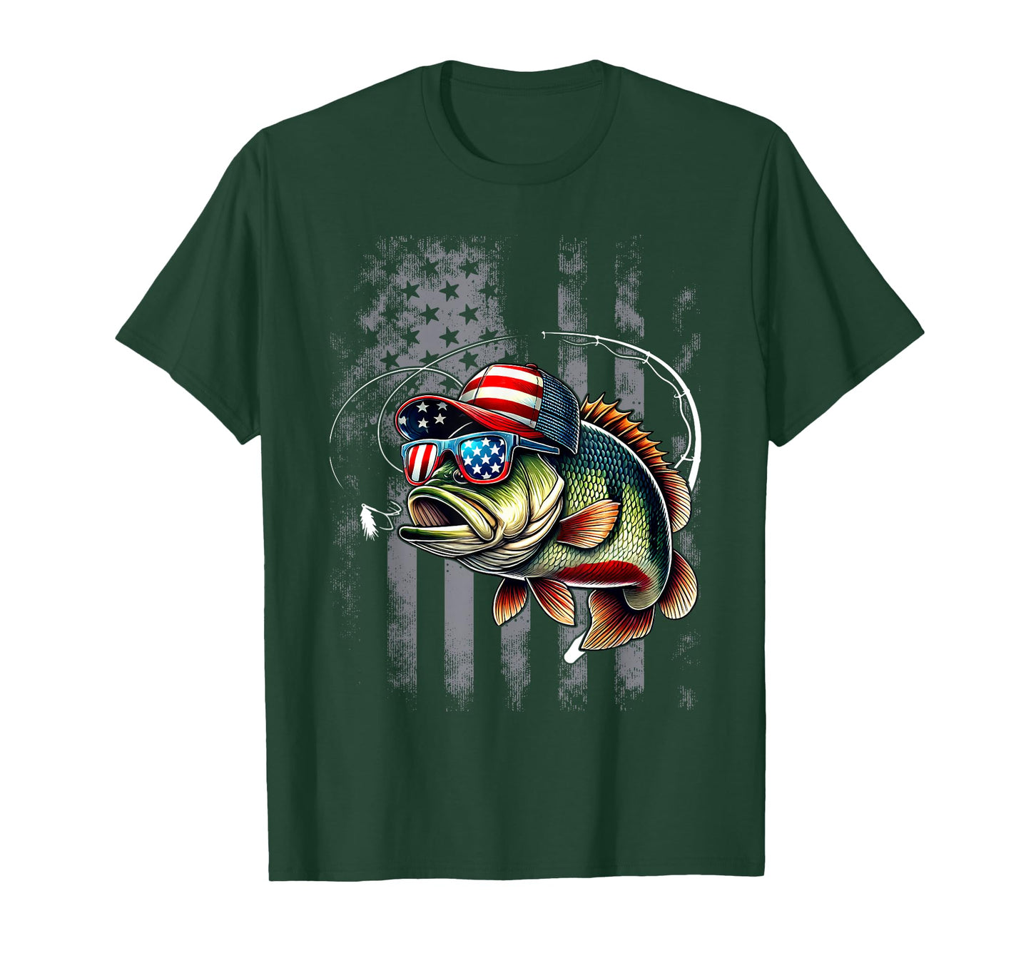Funny Fishing & Fisherman American Flag T-Shirt