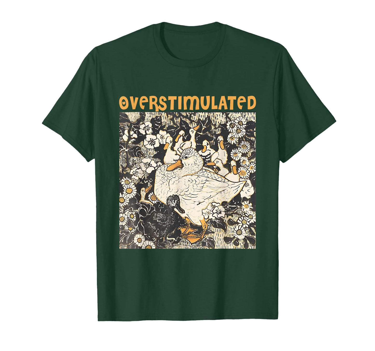 Overstimulated Mama Duck Farm Animal Graphic Mom Life T-Shirt