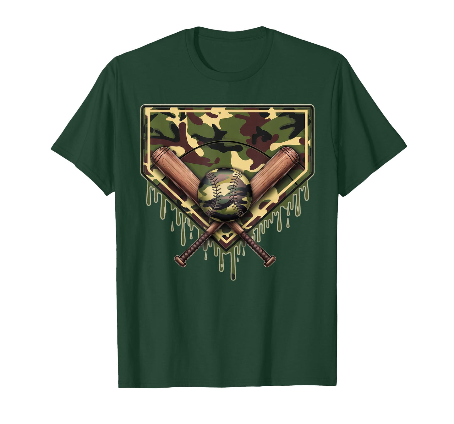 Baseball Home Plate Drip Baseball Ice Cream Camo Matching T-Shirt