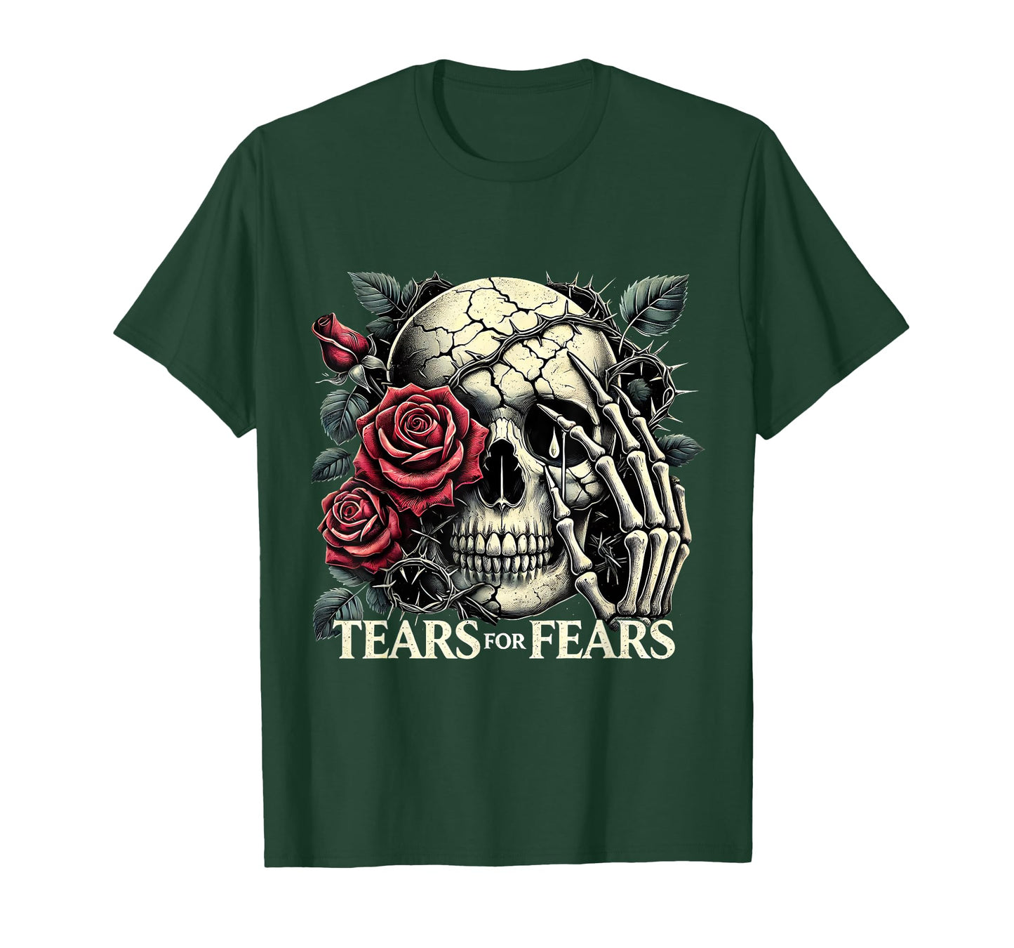 Tears for Fears Gothic Skull and Roses Dark Aesthetic T-Shirt