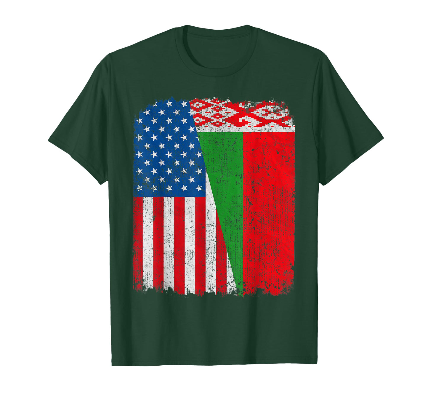 Belarusian American Flag Half USA Belarus Root Proud T-Shirt for Women Kids Men