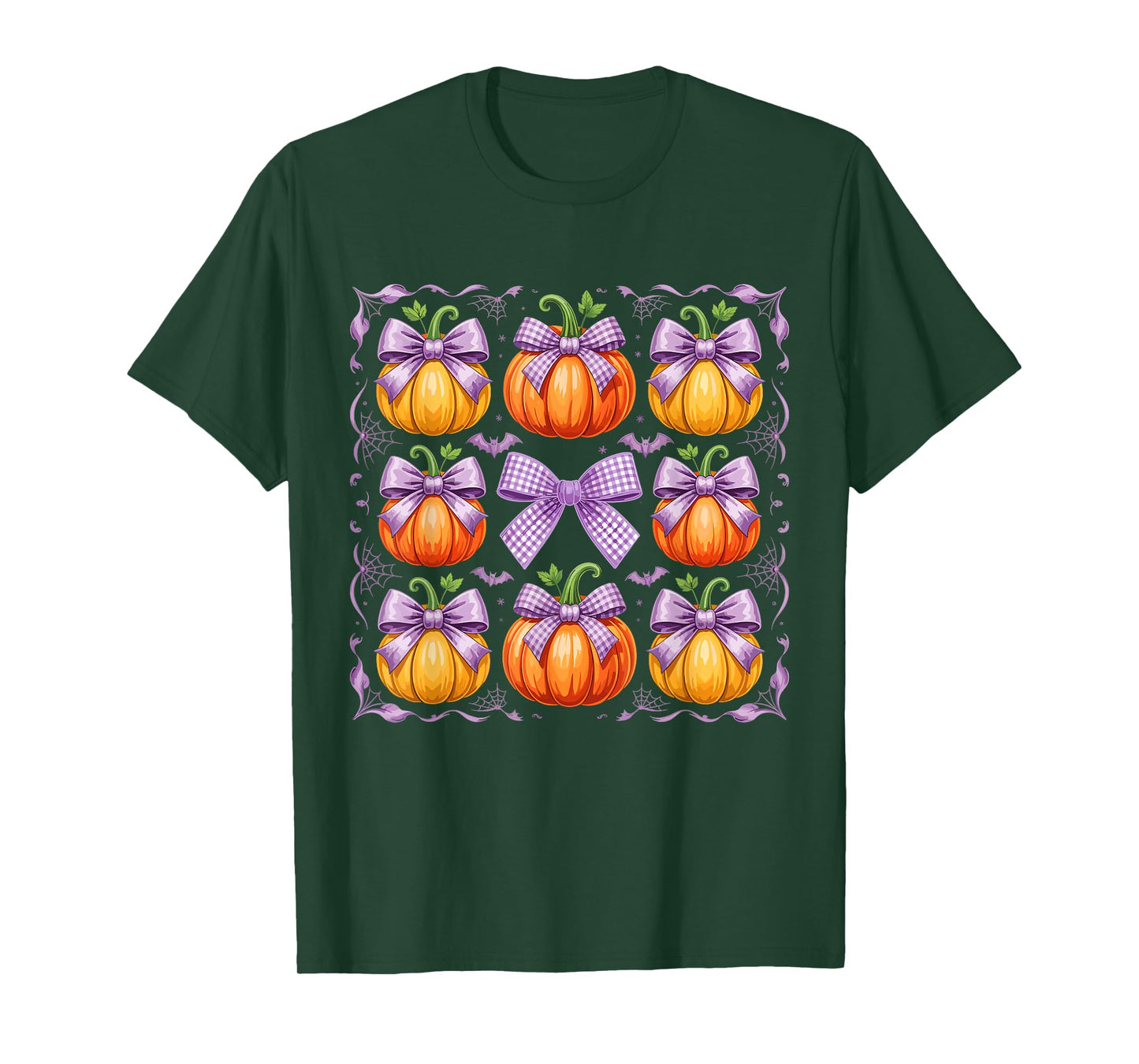 Coquette Bow Pumpkins For Halloween Autumn Vibes T-Shirt