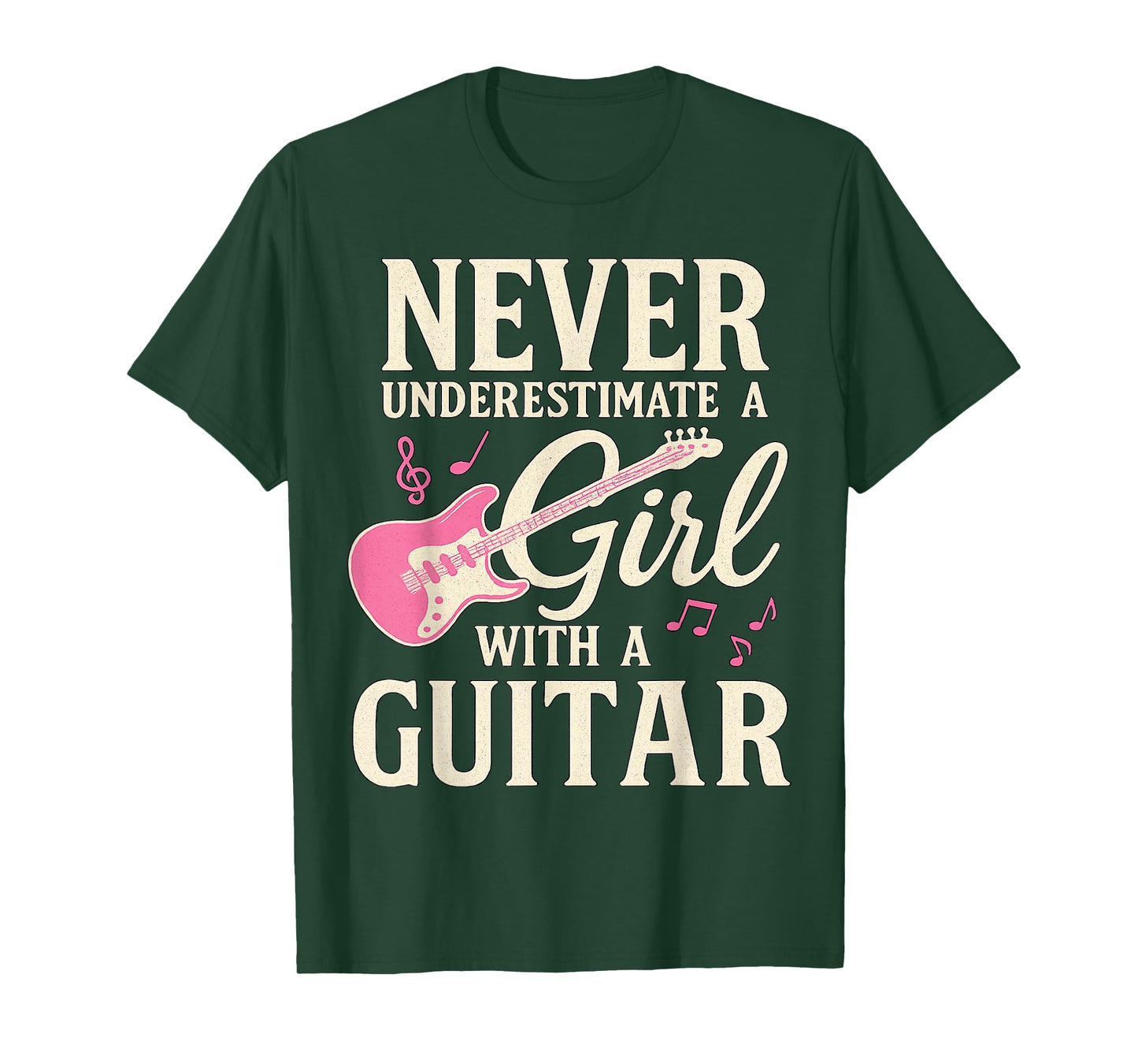 Never Underestimate Girl with Guitar Funny Guitars Lover T-Shirt